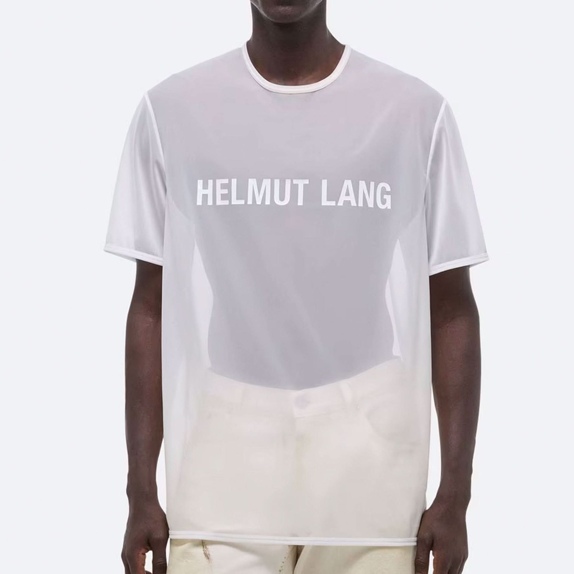 Helmut Lang Sheer Logo Tee White Detail view 6 | Gate