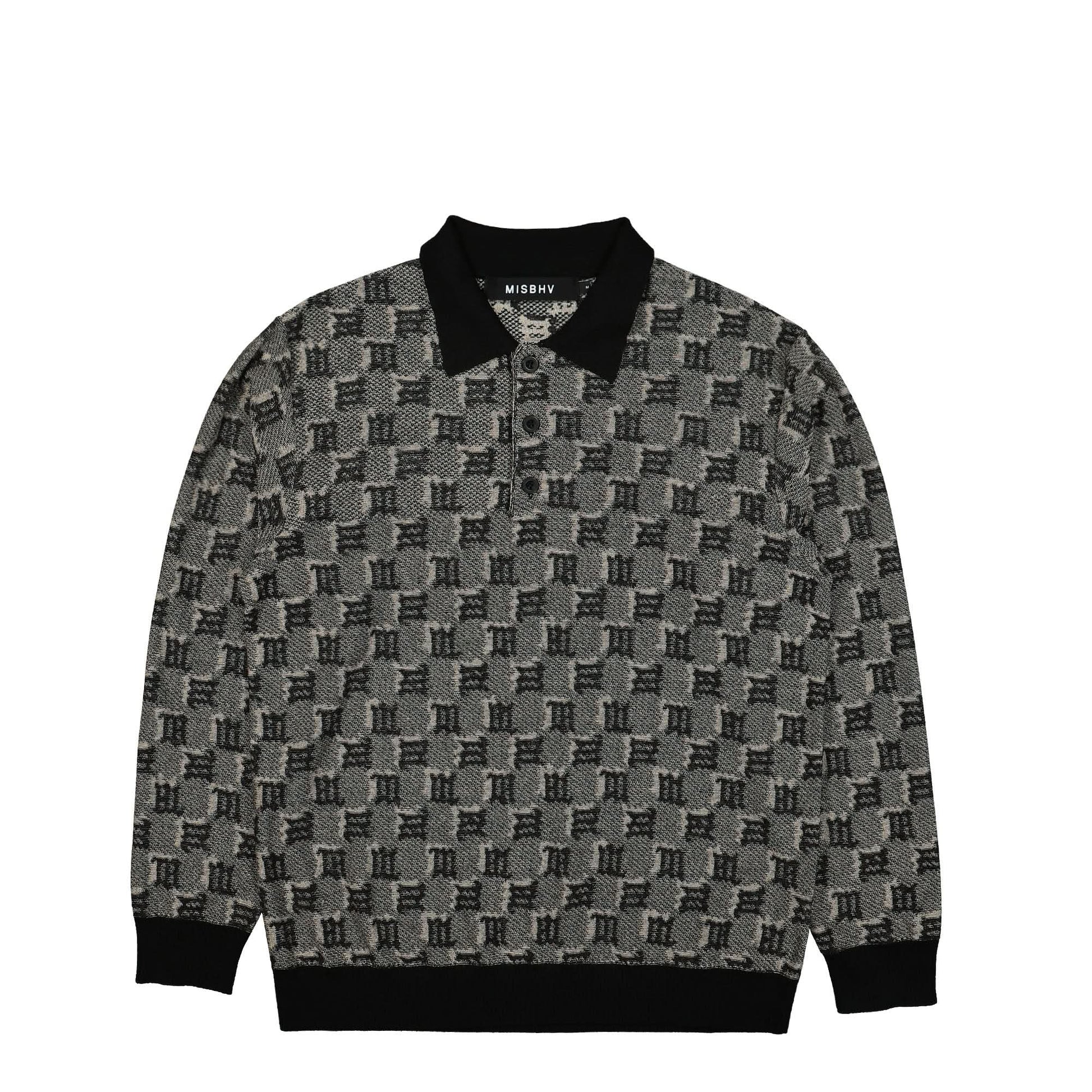 MISBHV Jacquard Silk Blend Monogram Polo Grey Detail view 1 | Gate