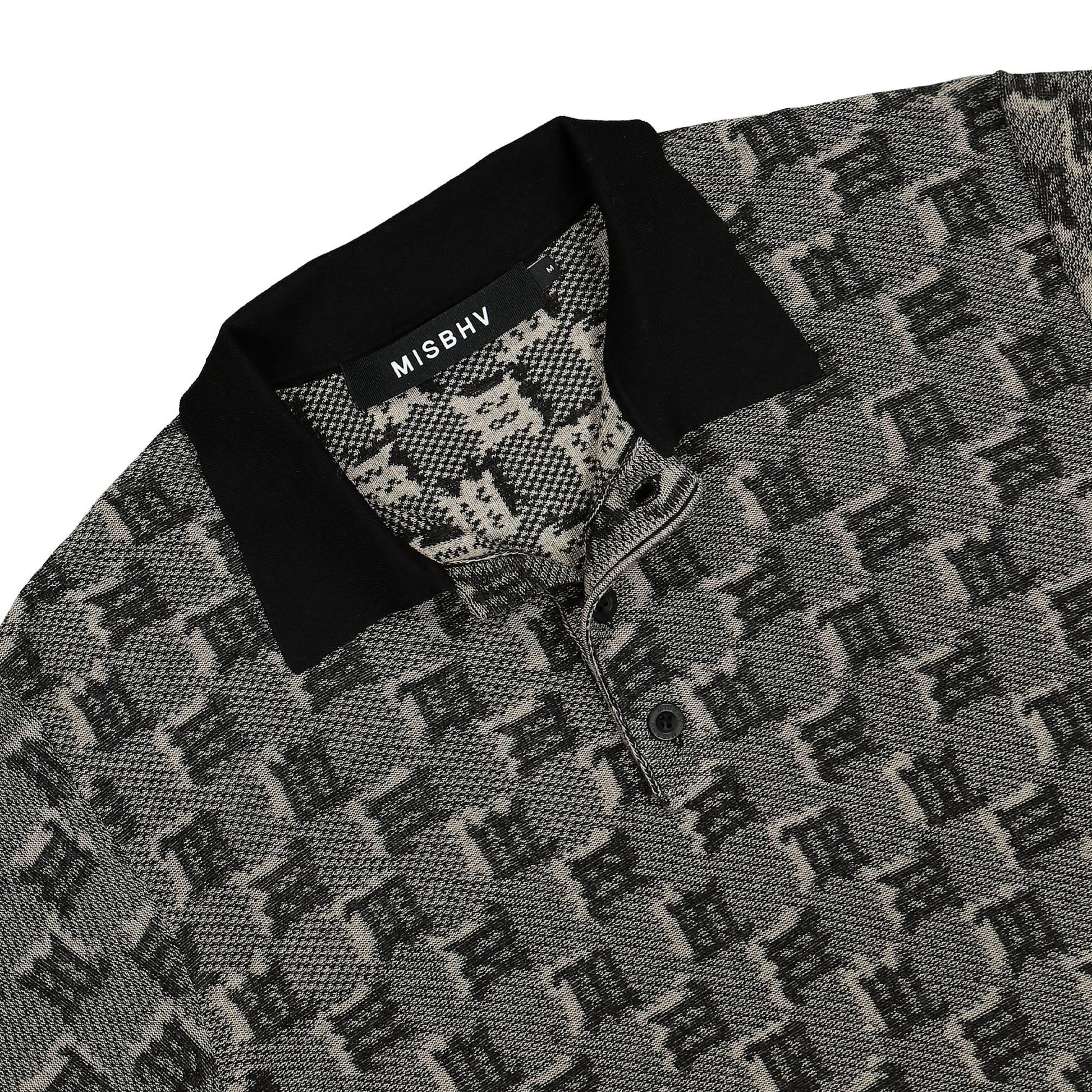 MISBHV Jacquard Silk Blend Monogram Polo Grey Detail view 3 | Gate