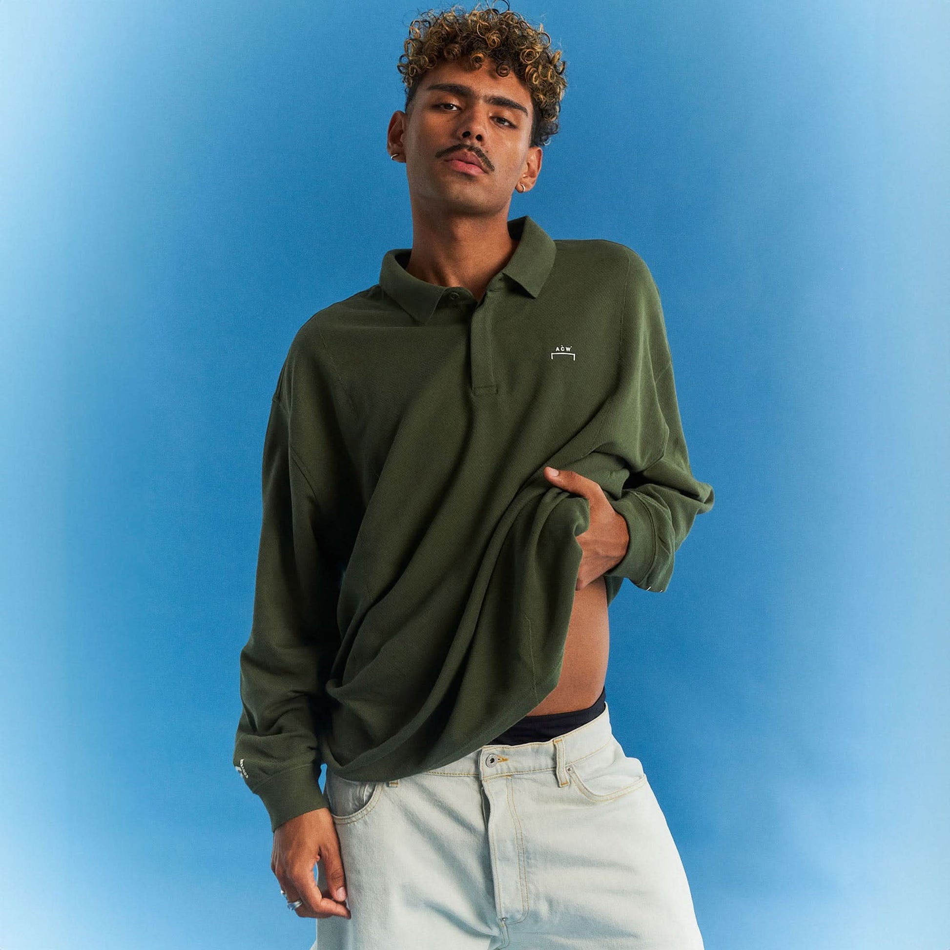 Converse Long Sleeve Polo Green Detail view 2 | Gate