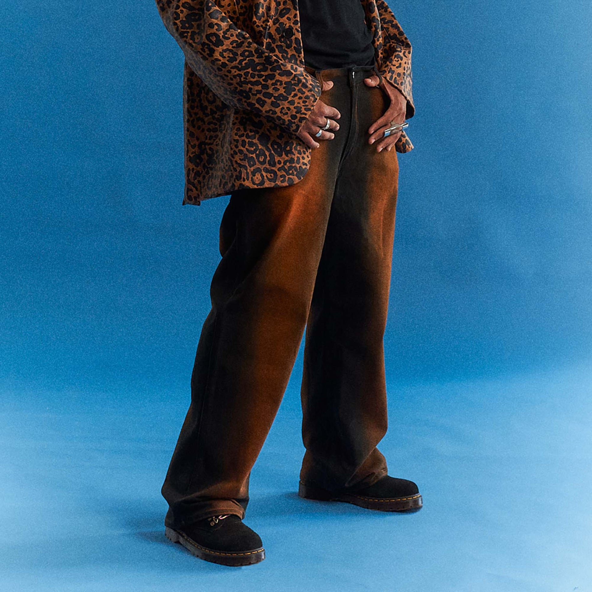 Eckhaus Latta Wide Leg Jean Black,Brown Detail view 2 | Gate