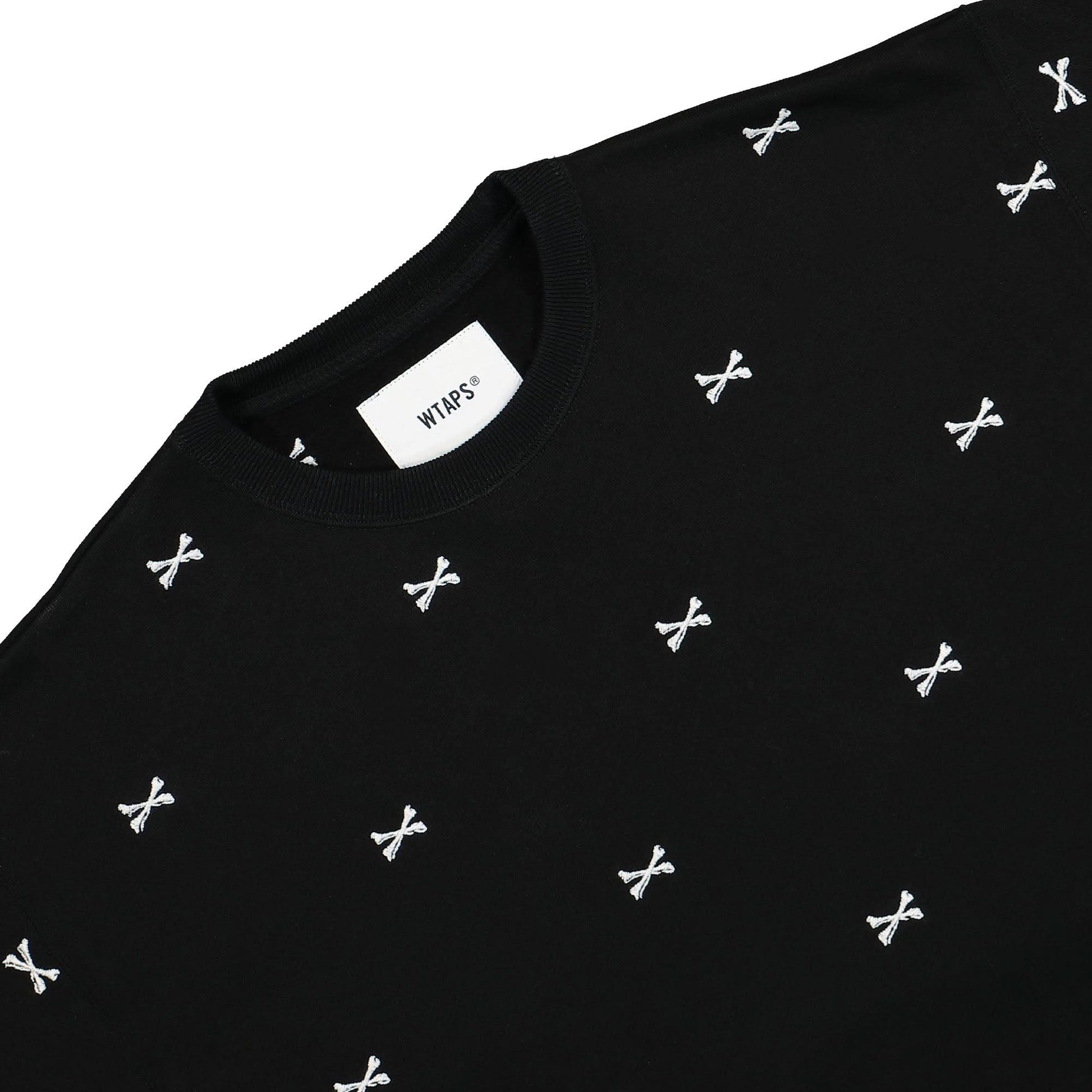 WTAPS ACNE Crossbones Crewneck Sweater Black Detail view 3 | Gate