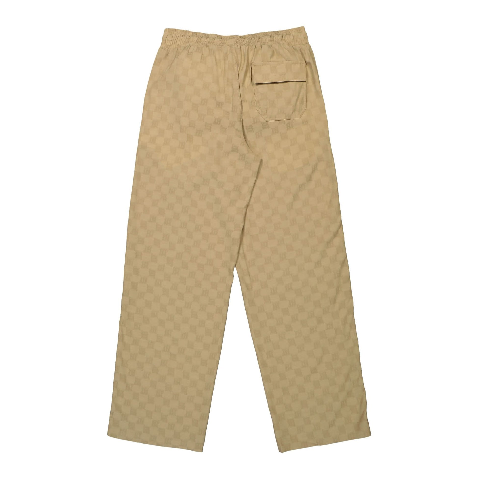MISBHV Resort Monogram Viscose Wool Relaxed Trousers Beige Detail view 2 | Gate