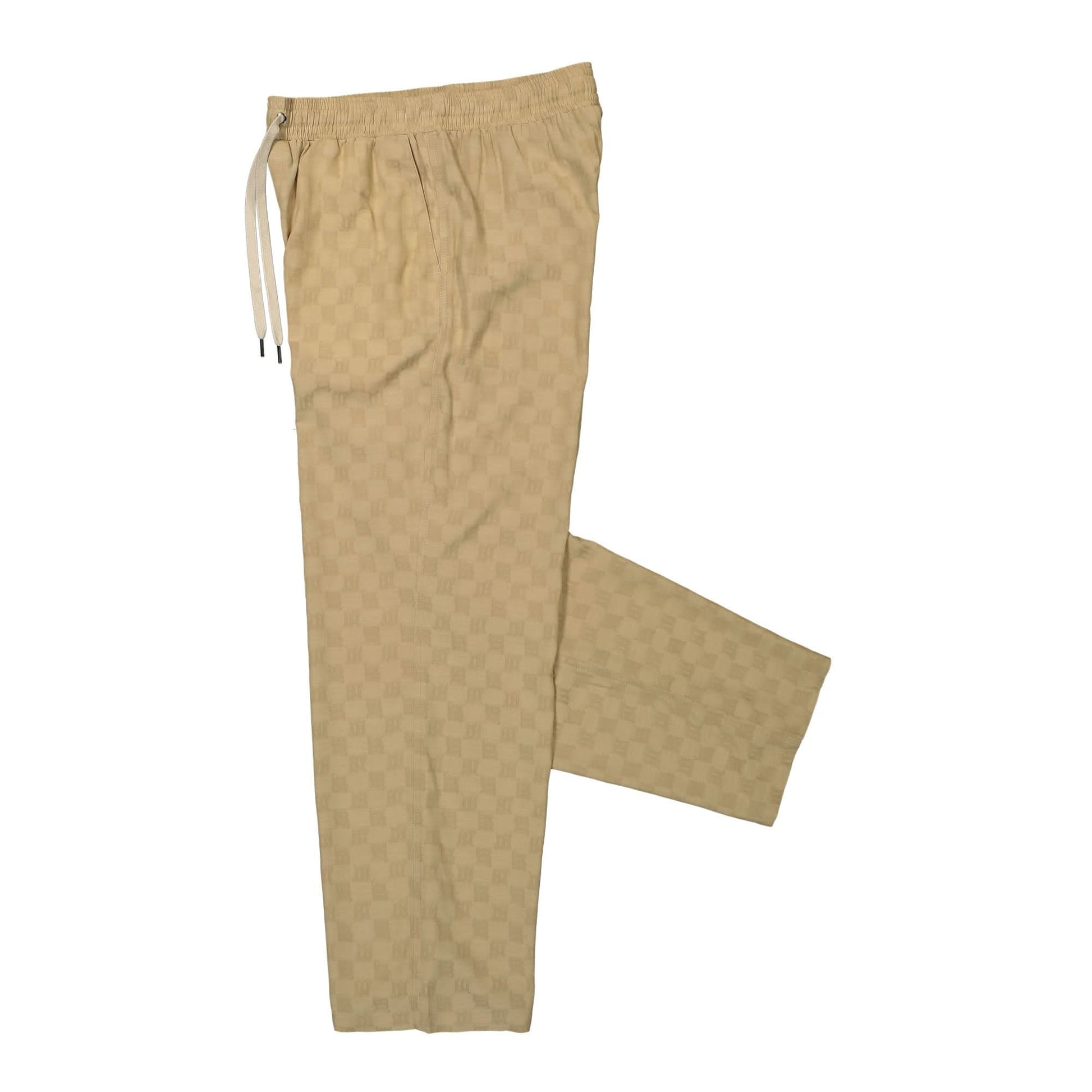 MISBHV Resort Monogram Viscose Wool Relaxed Trousers Beige Detail view 3 | Gate