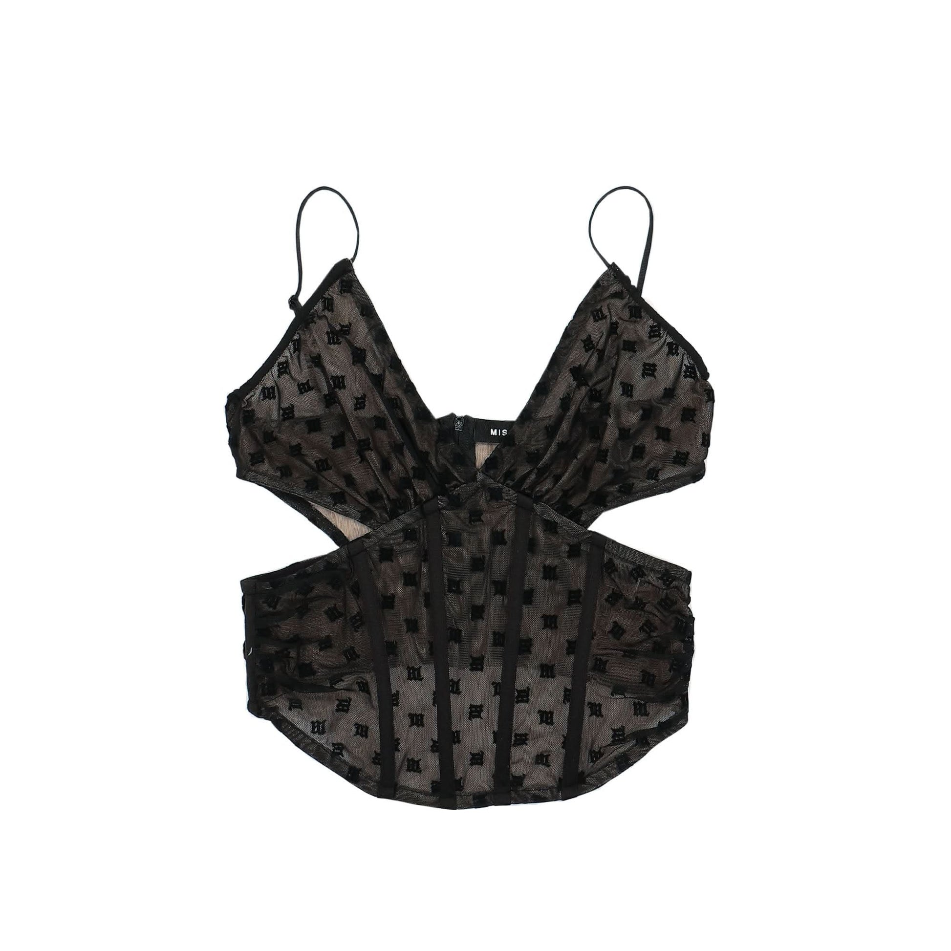 MISBHV Mesh Monogram Corset Black Detail view 1 | Gate