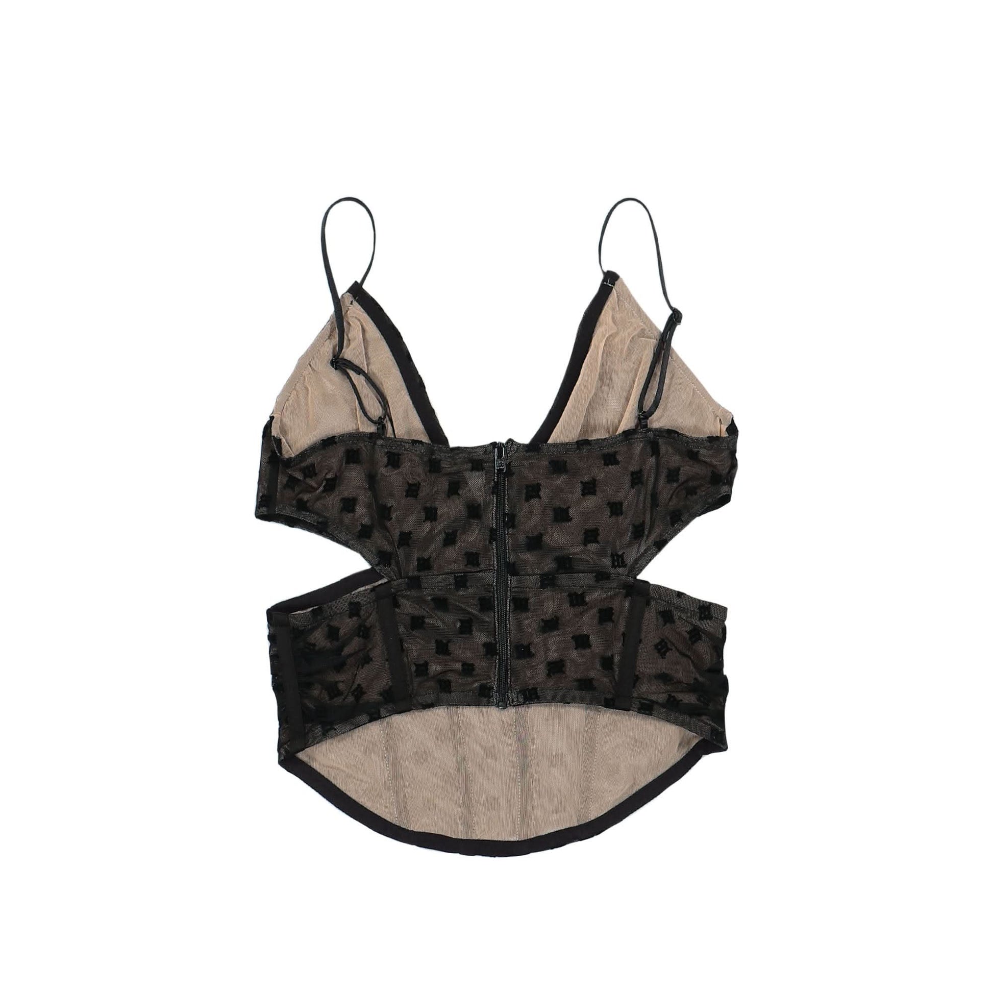 MISBHV Mesh Monogram Corset Black Detail view 3 | Gate