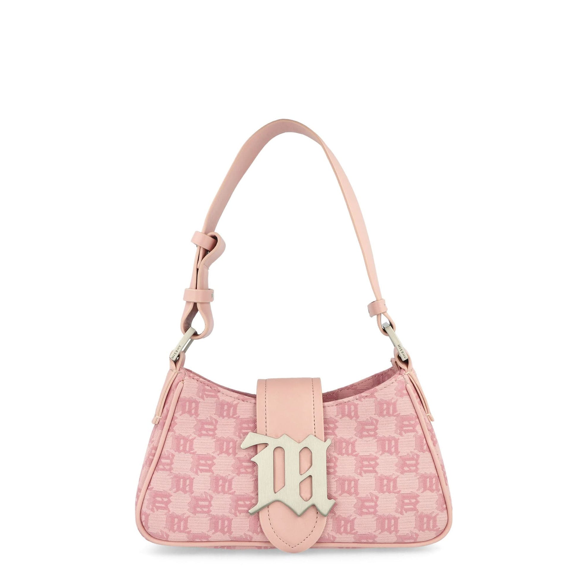 MISBHV Jacquard Monogram Shoulder Bag Small Pink Detail view 1 | Gate