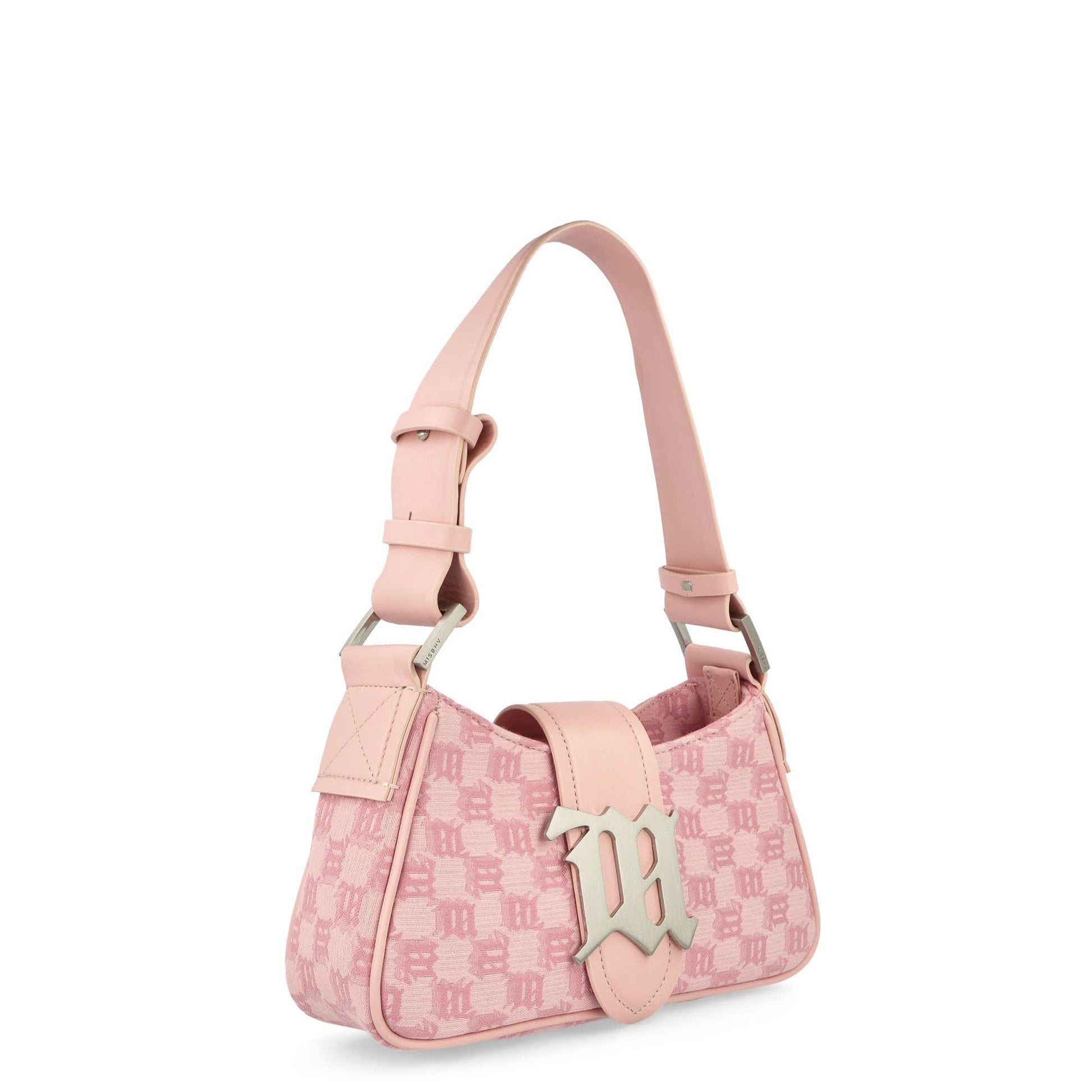 MISBHV Jacquard Monogram Shoulder Bag Small Pink Detail view 3 | Gate