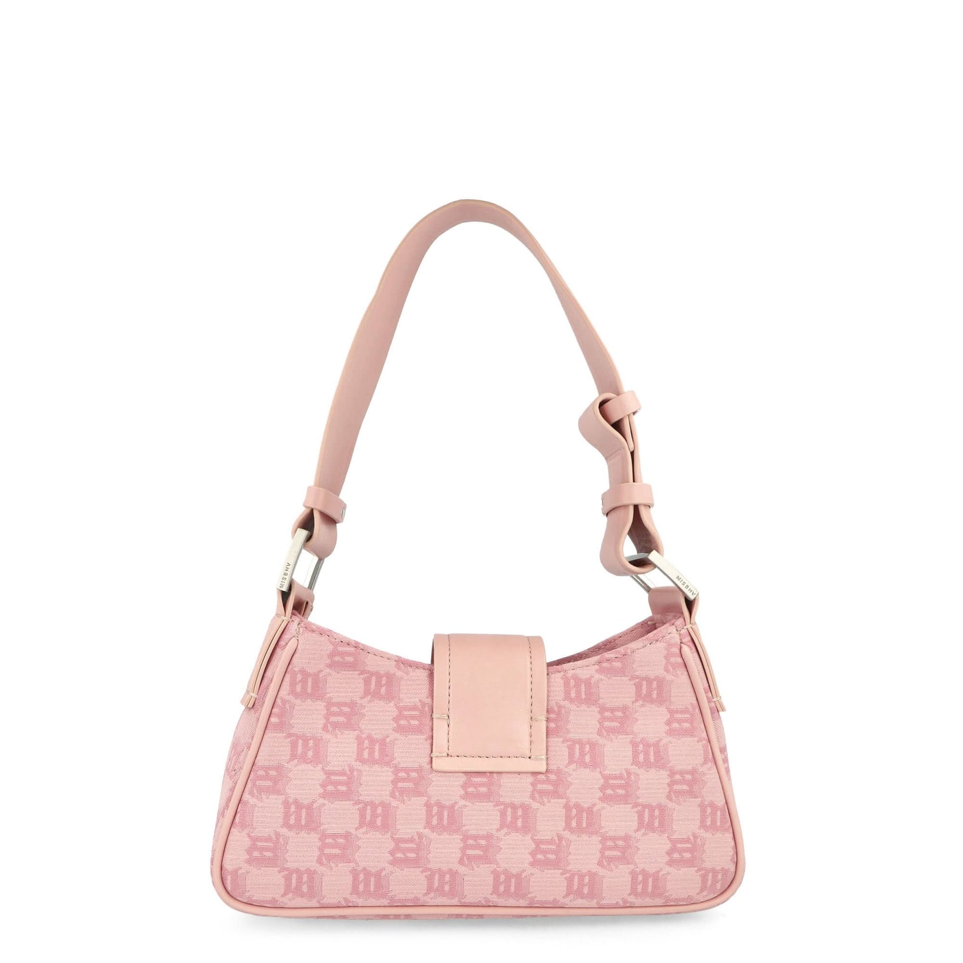 MISBHV Jacquard Monogram Shoulder Bag Small Pink Detail view 4 | Gate