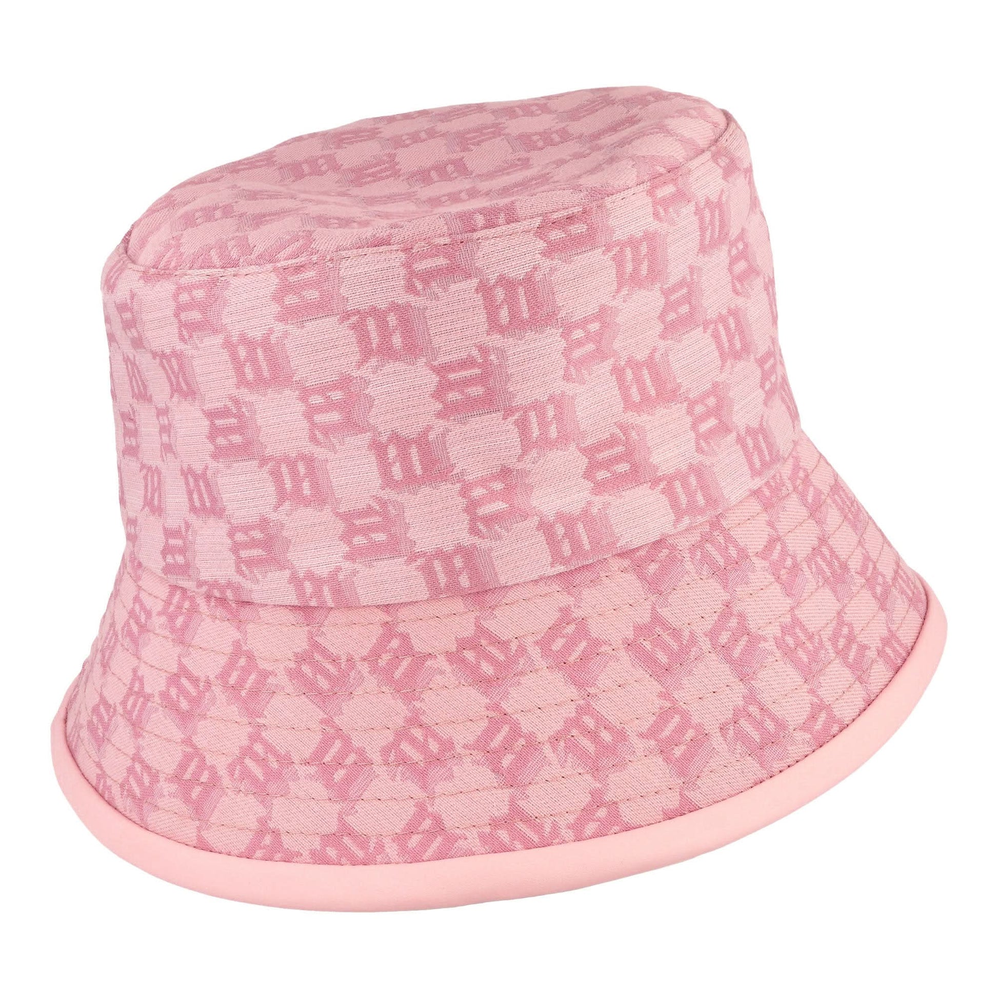 MISBHV Leather-Trimmed Monogram Bucket Hat Pink Detail view 3 | Gate