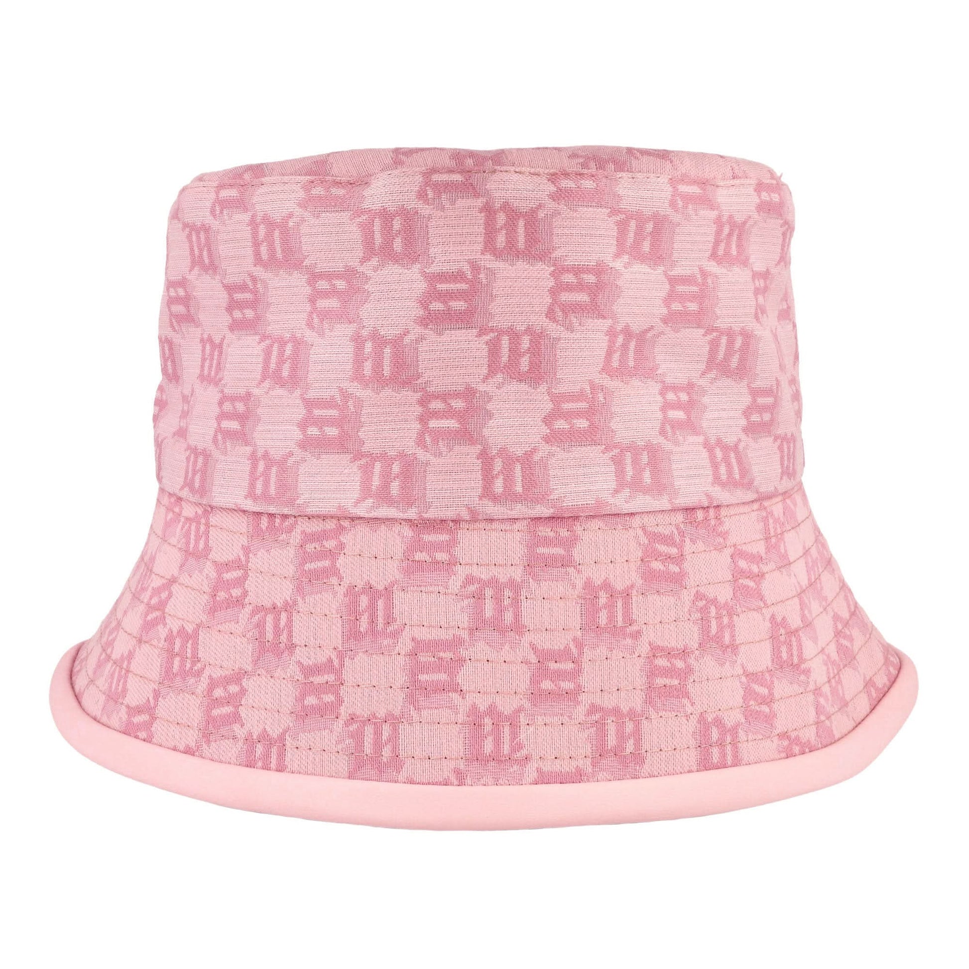 MISBHV Leather-Trimmed Monogram Bucket Hat Pink Detail view 4 | Gate