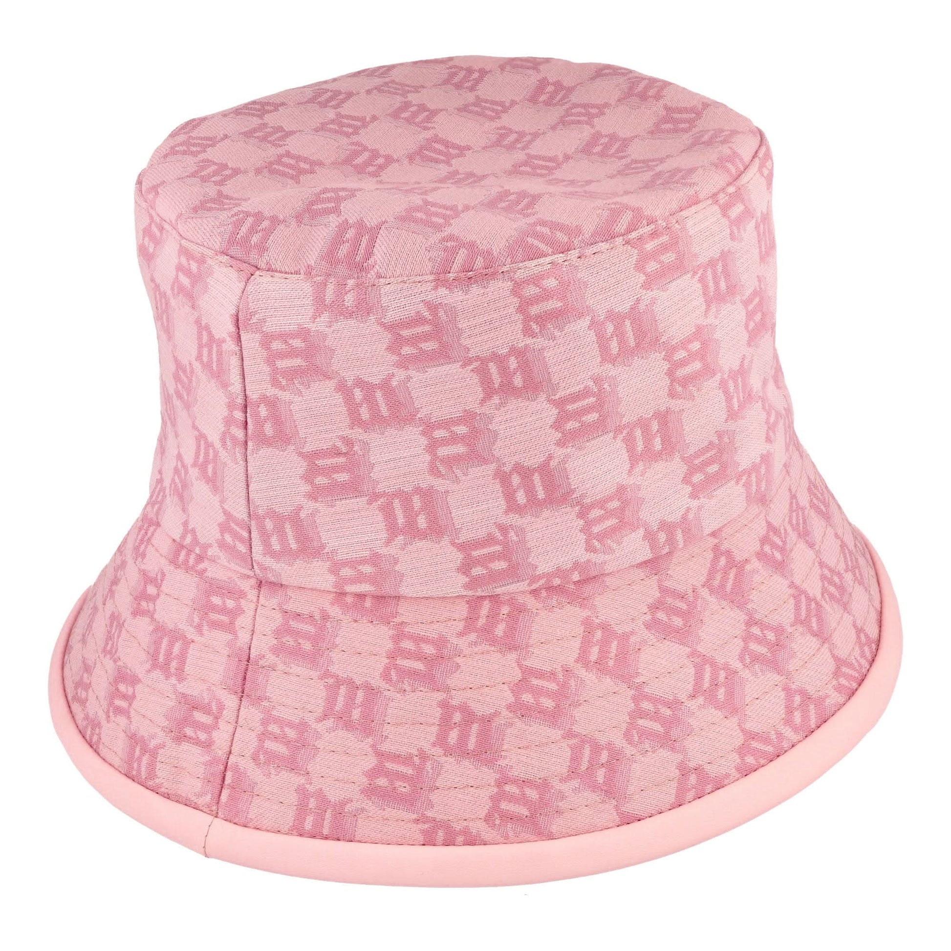 MISBHV Leather-Trimmed Monogram Bucket Hat Pink Detail view 5 | Gate