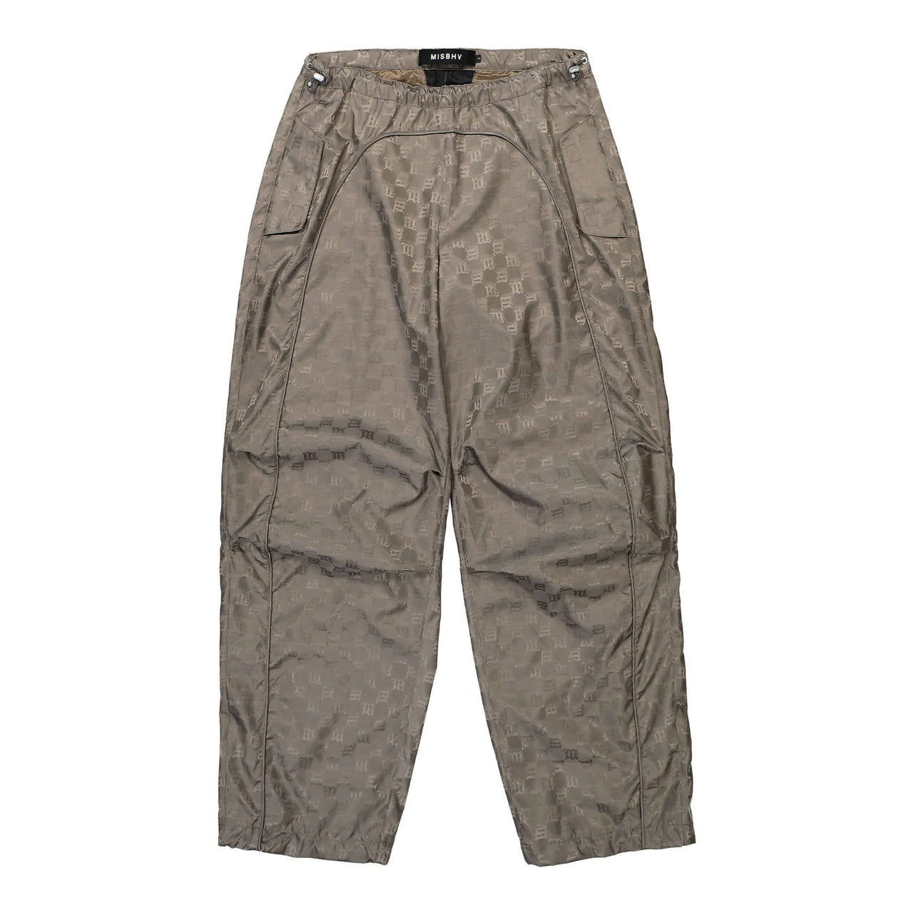 MISBHV Nylon Monogram Parachute Trousers Grey Detail view 1 | Gate
