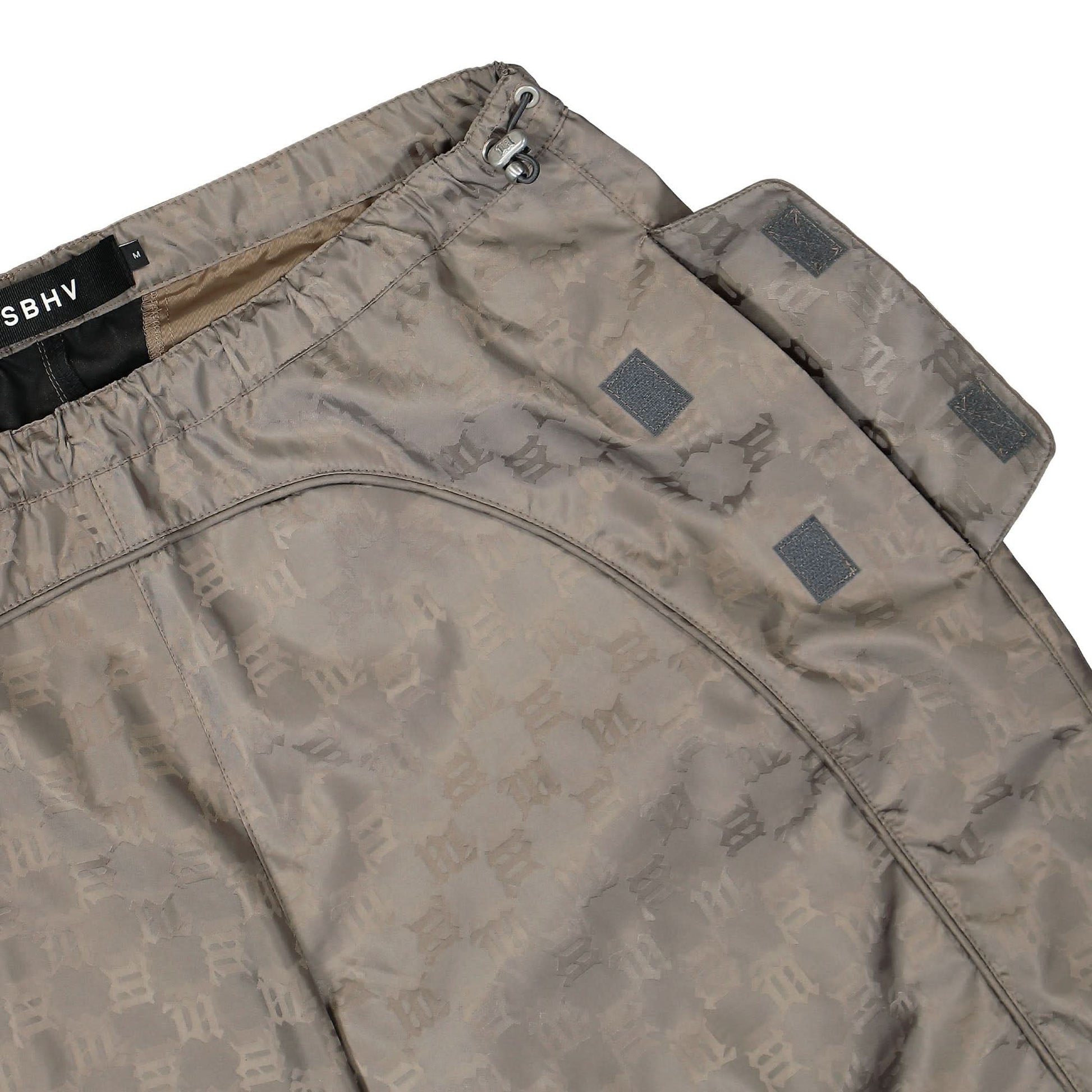MISBHV Nylon Monogram Parachute Trousers Grey Detail view 4 | Gate