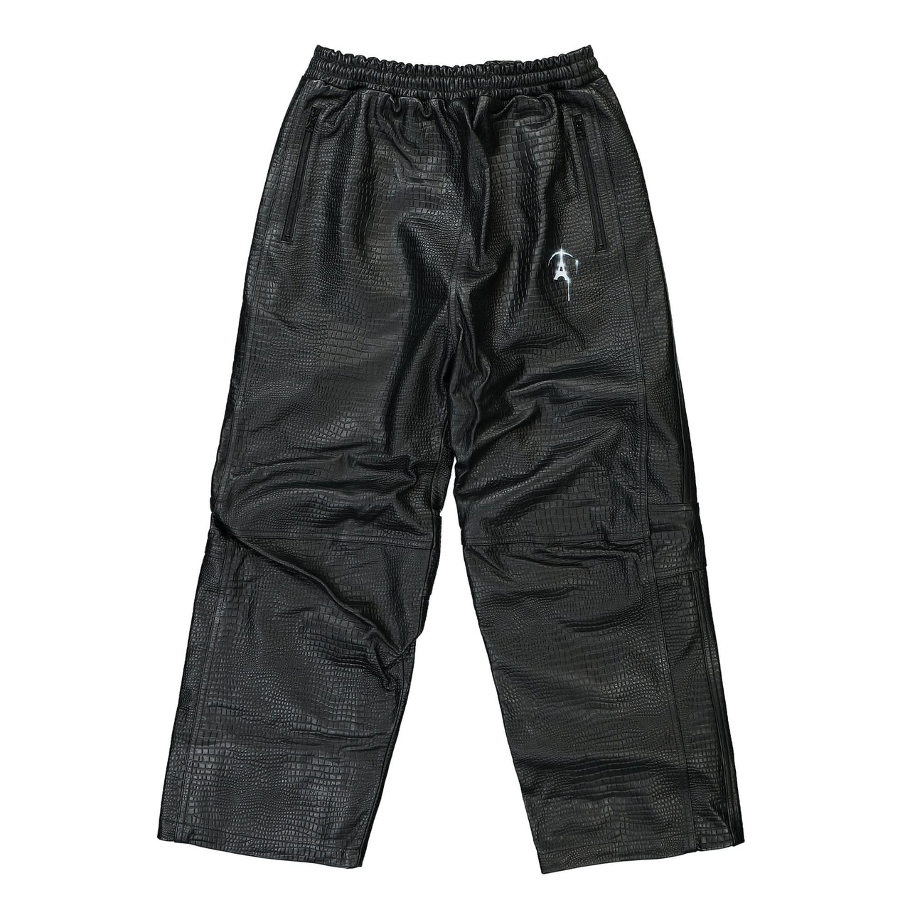Doublet Embossed Leather Track Pants Black Detail view 1 | Gate