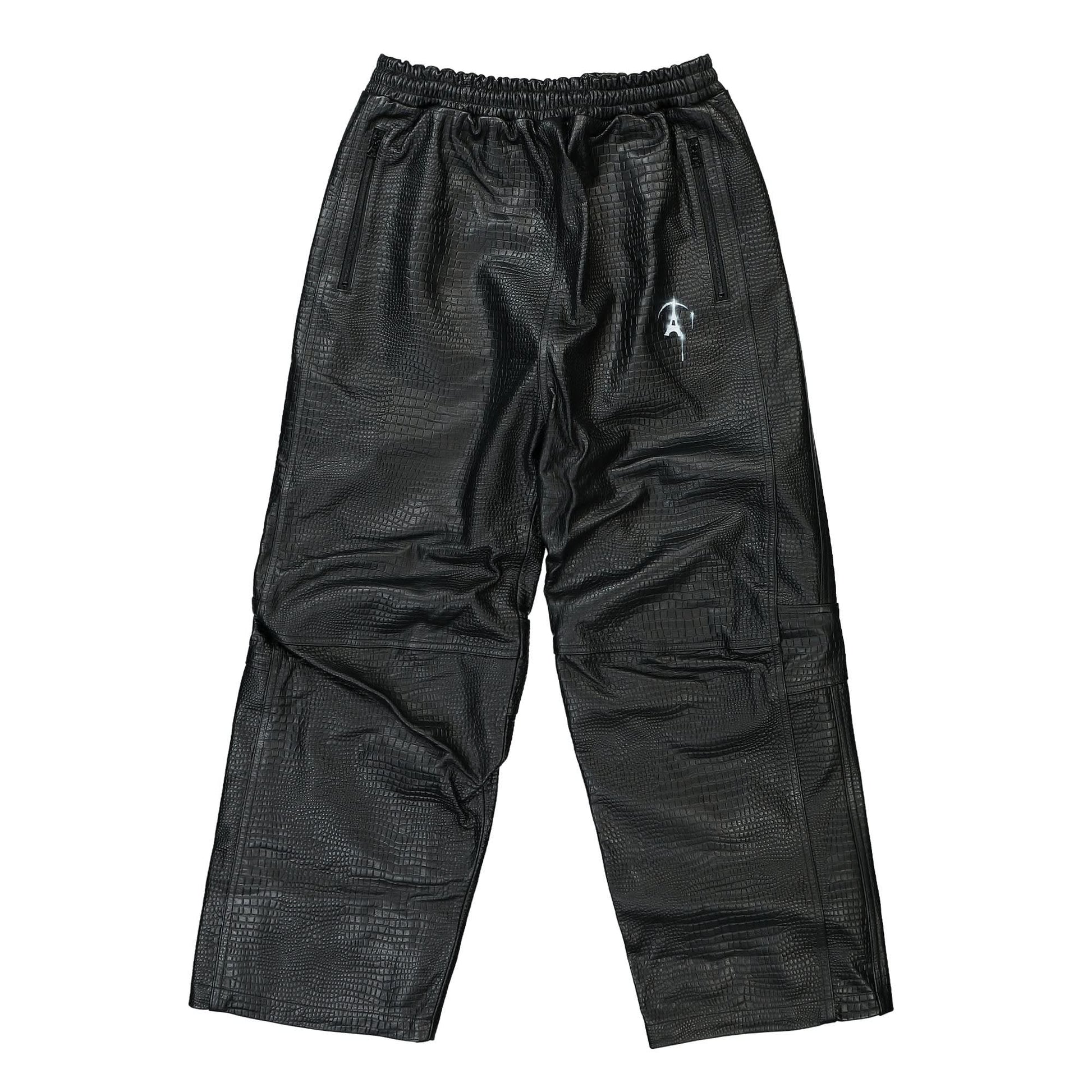 Doublet Embossed Leather Track Pants Black Detail view 1 | Gate