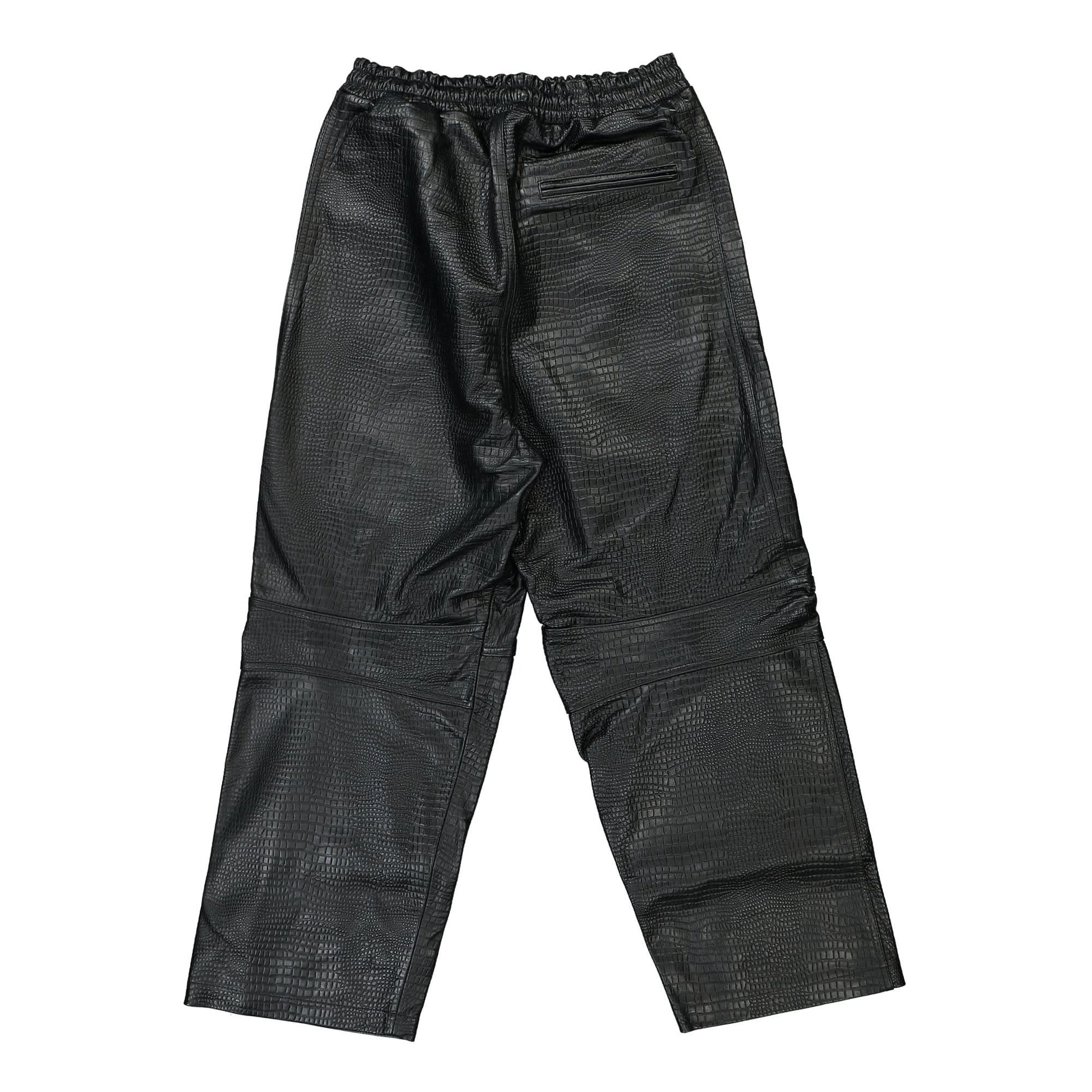 Doublet Embossed Leather Track Pants Black Detail view 2 | Gate