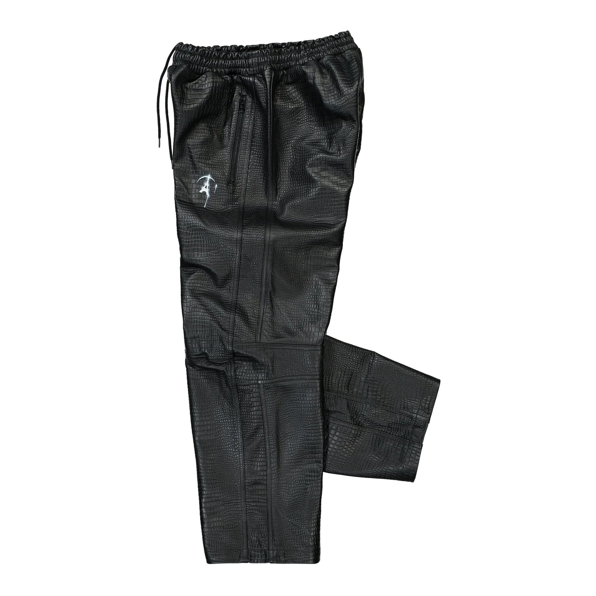 Doublet Embossed Leather Track Pants Black Detail view 3 | Gate