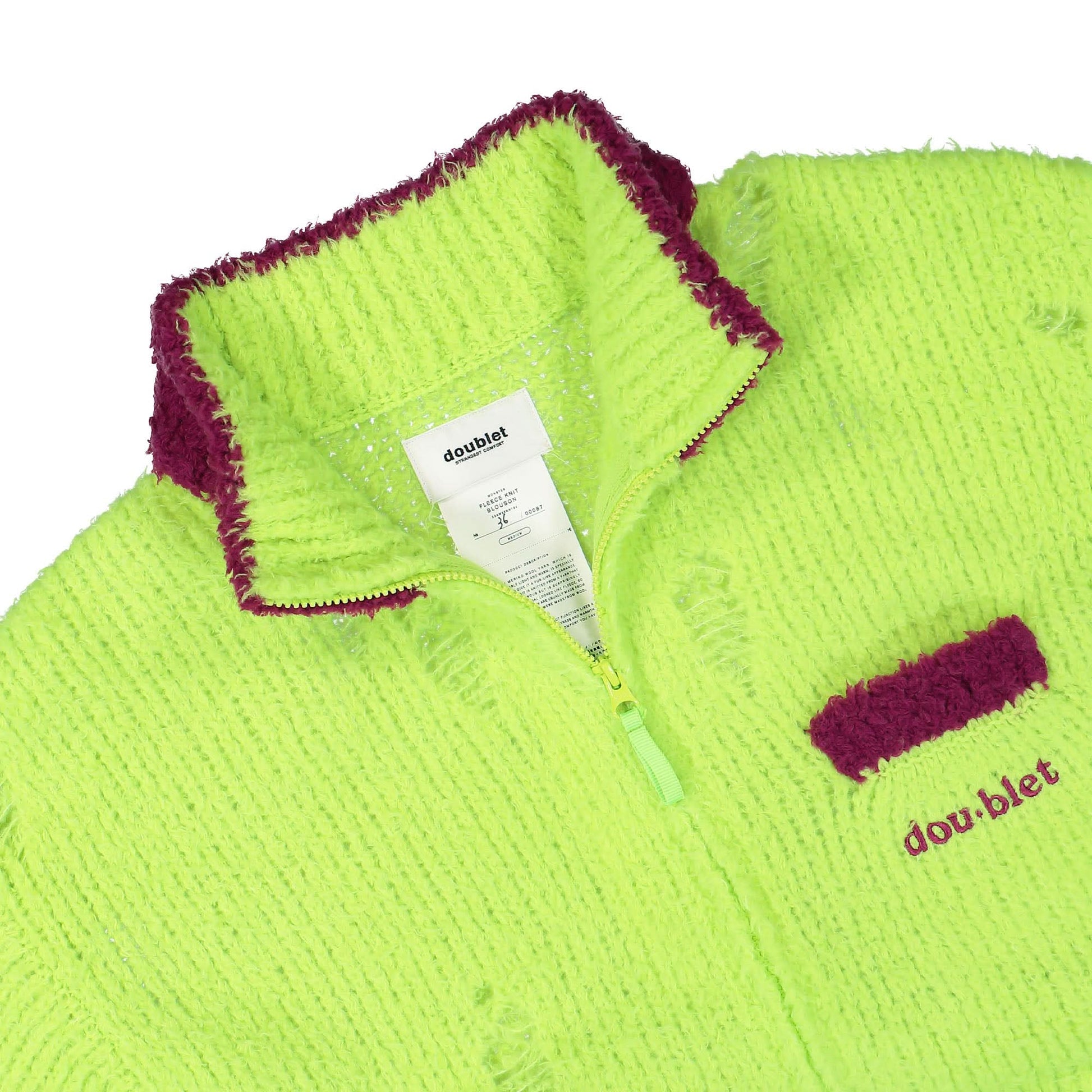 Doublet Fleece Knit Blouson Green Detail view 3 | Gate