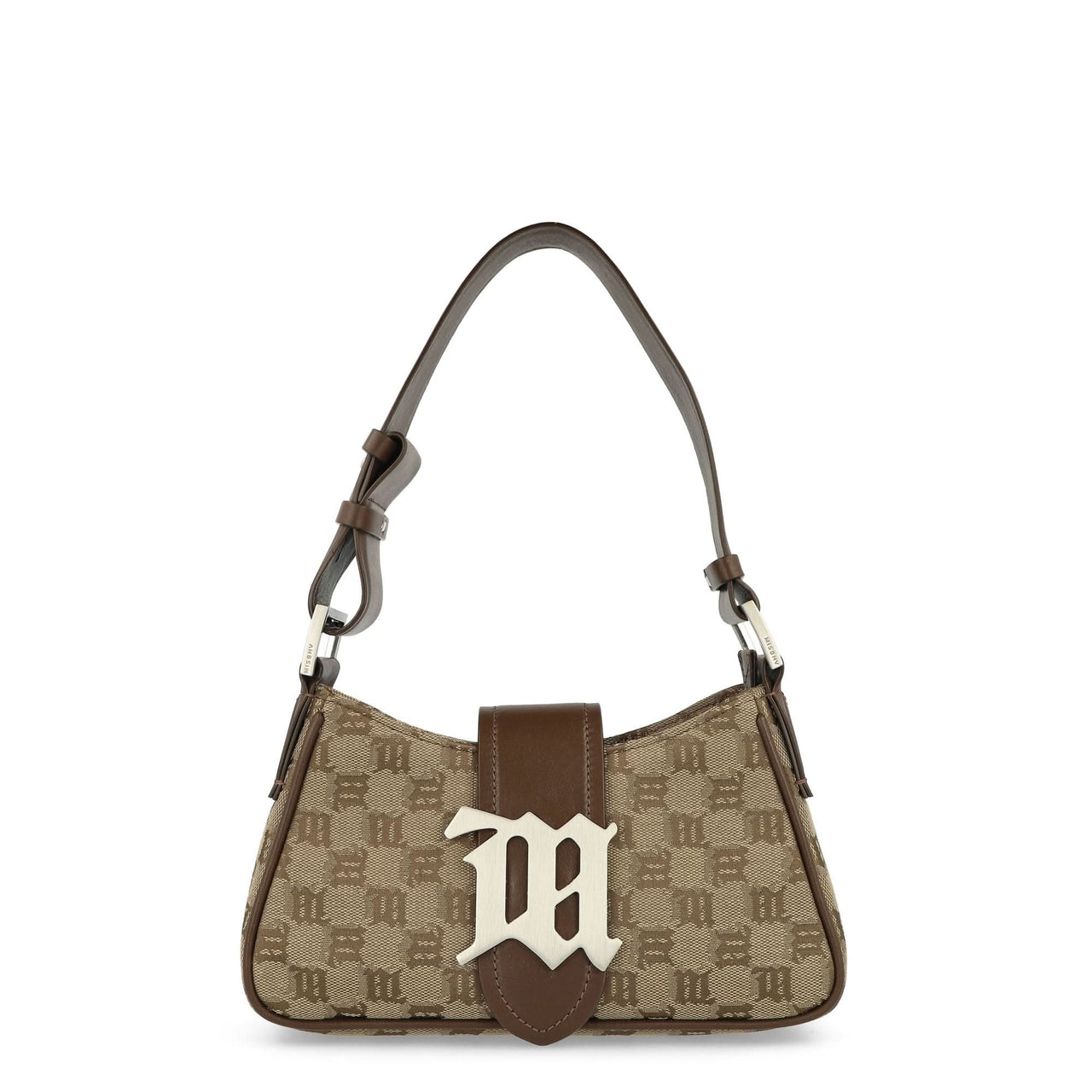 MISBHV Jacquard Monogram Shoulder Bag Small Brown Detail view 1 | Gate