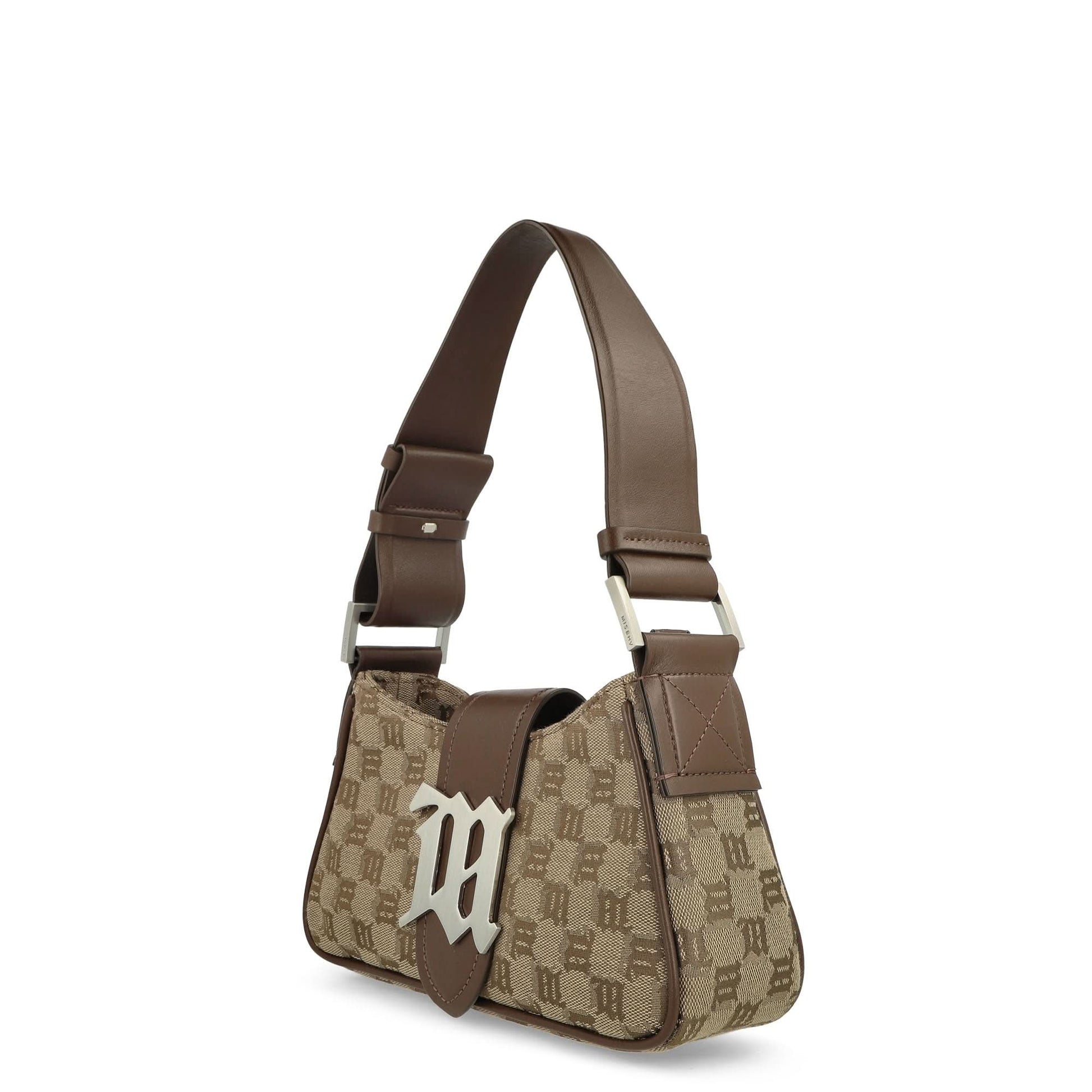 MISBHV Jacquard Monogram Shoulder Bag Small Brown Detail view 2 | Gate