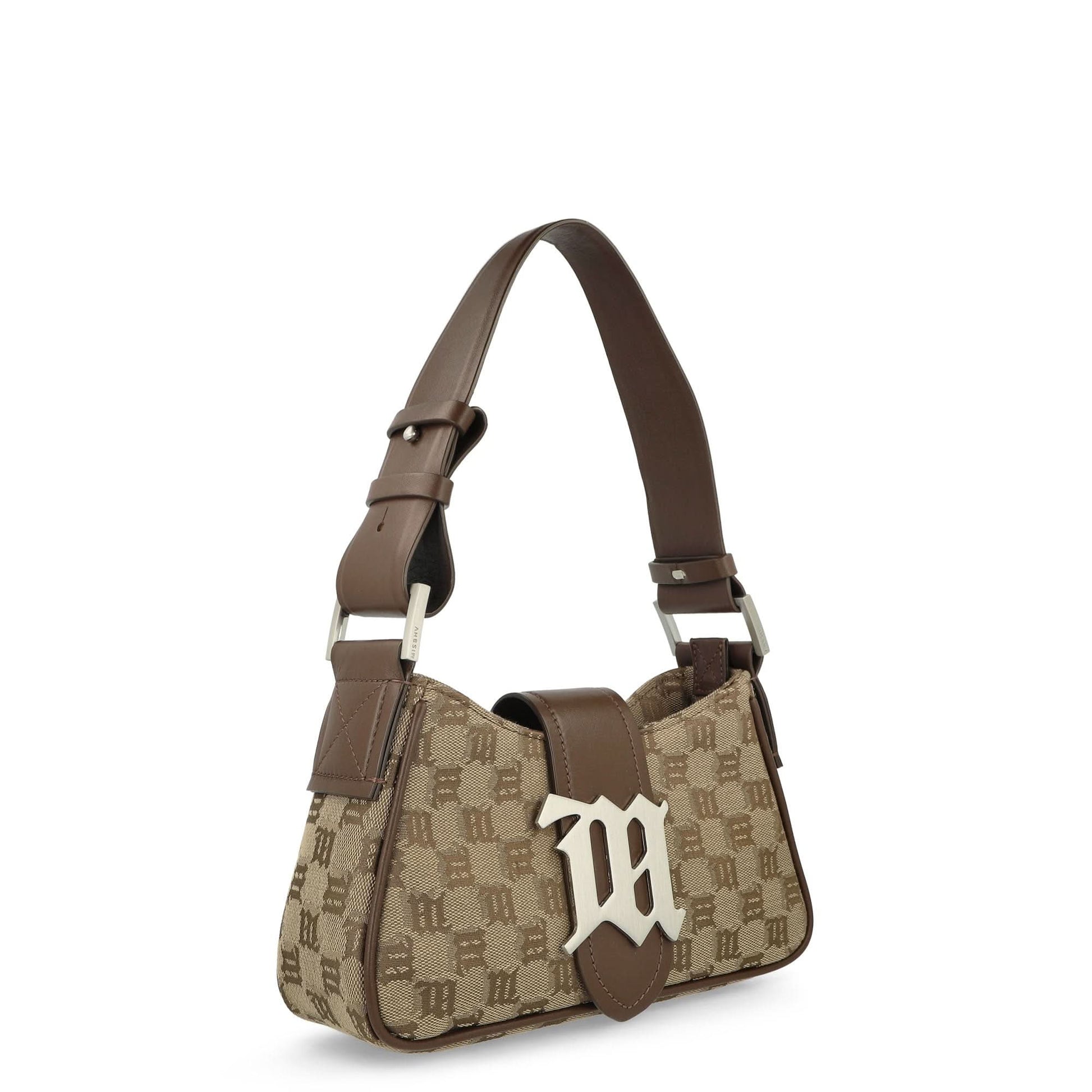 MISBHV Jacquard Monogram Shoulder Bag Small Brown Detail view 3 | Gate