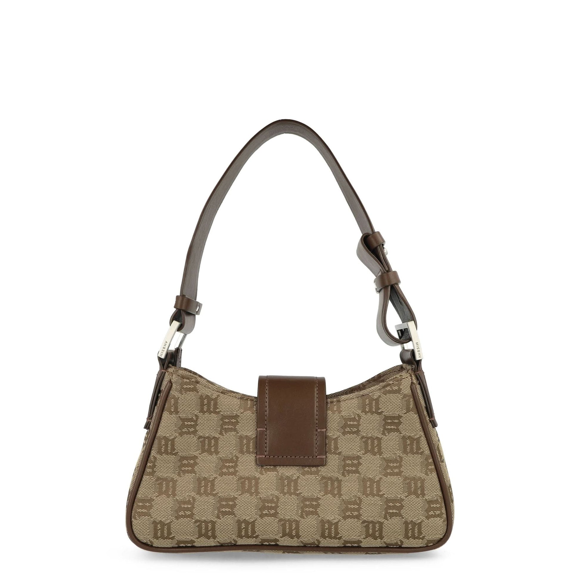 MISBHV Jacquard Monogram Shoulder Bag Small Brown Detail view 4 | Gate