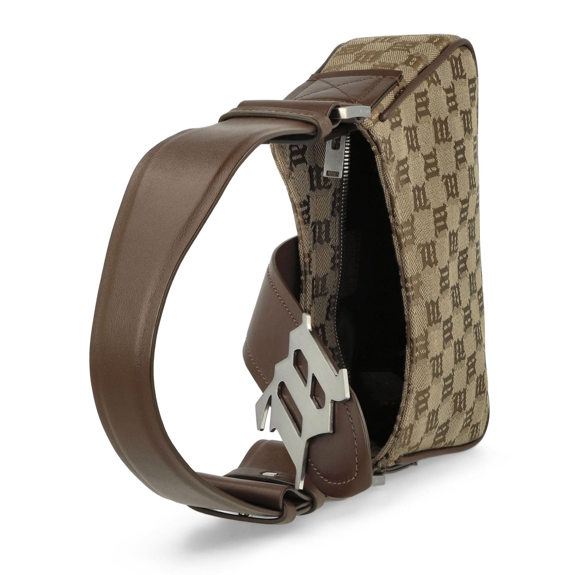 MISBHV Jacquard Monogram Shoulder Bag Small Brown Detail view 5 | Gate