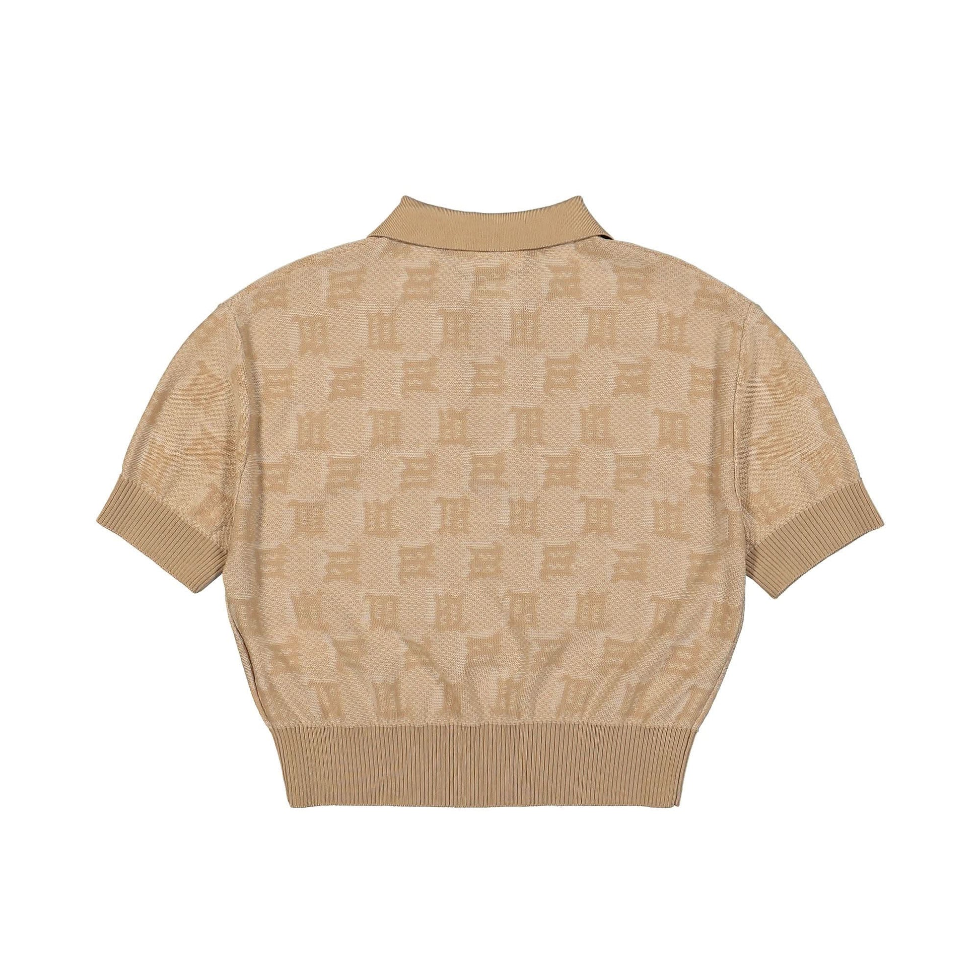 MISBHV Knitted Monogram Polo Top Brown Detail view 2 | Gate