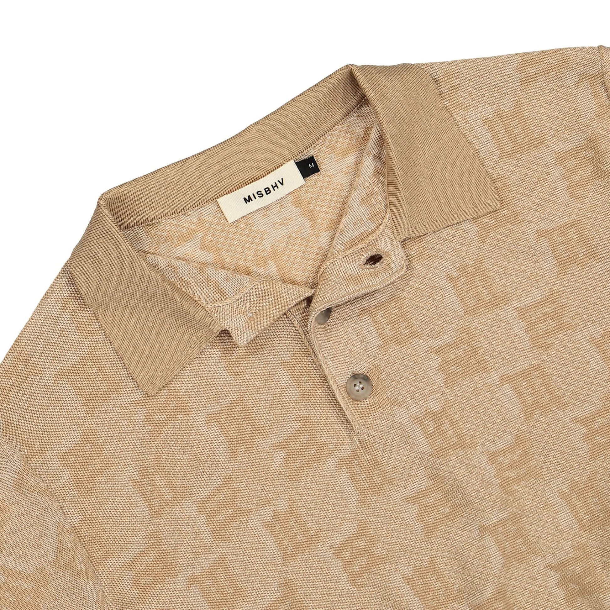 MISBHV Knitted Monogram Polo Top Brown Detail view 3 | Gate