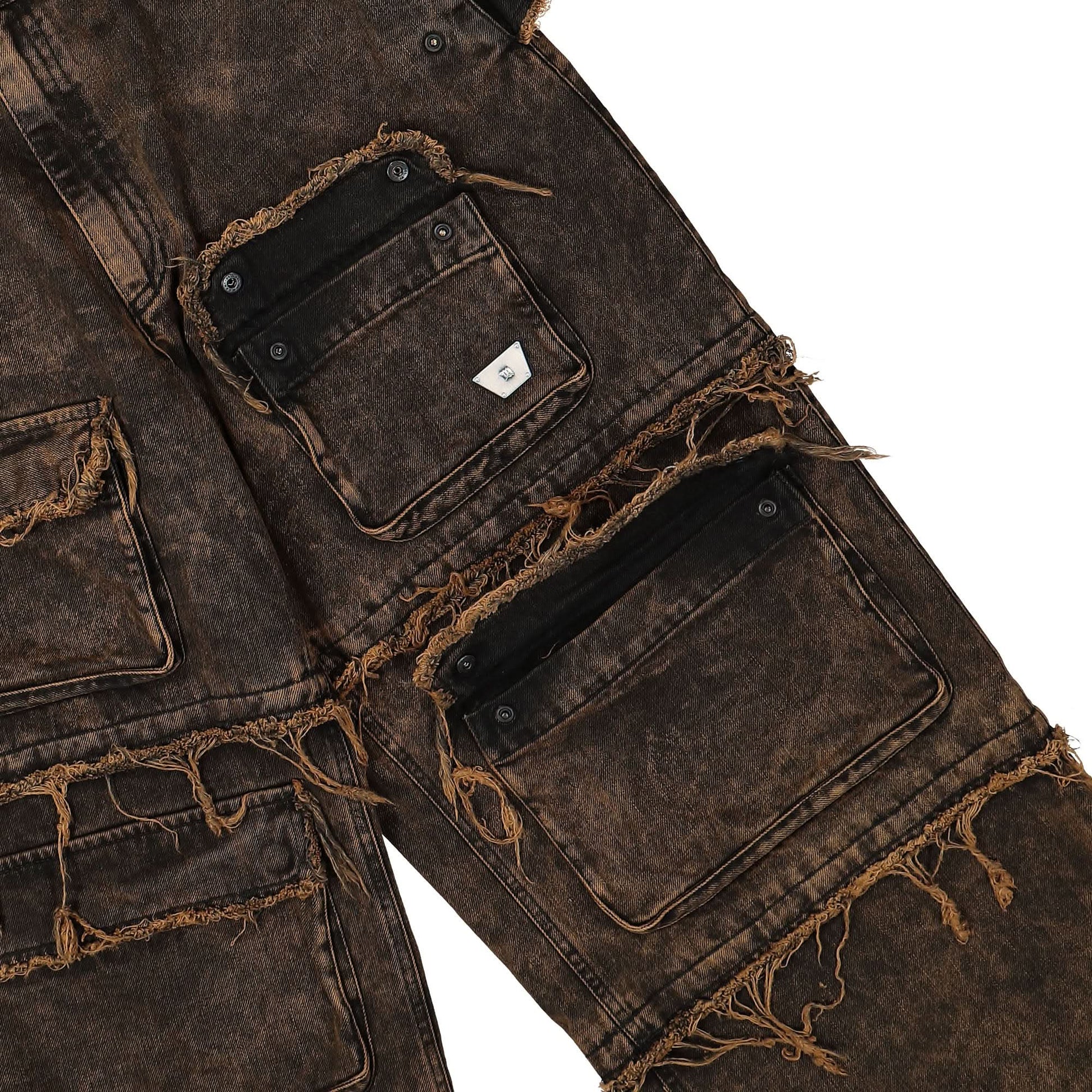 MISBHV Ibiza Oversize Cargo Trousers Brown Detail view 6 | Gate