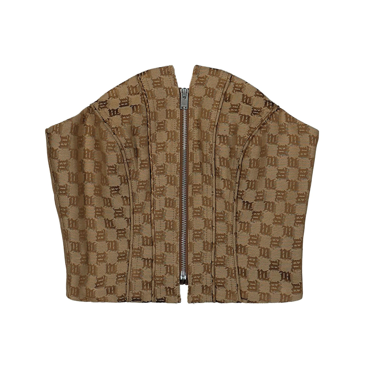MISBHV Jacquard Canvas Monogram Corset Top Brown Detail view 1 | Gate
