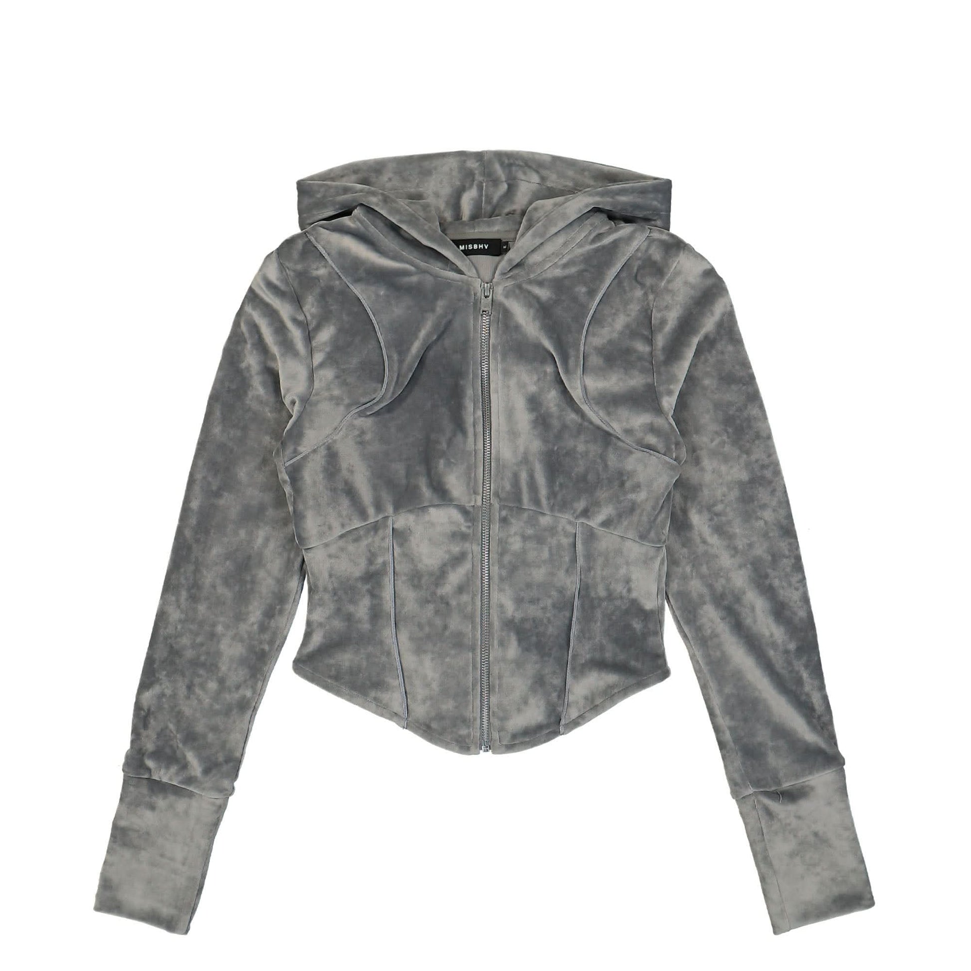 MISBHV Velour Zipped Hoodie Grey Detail view 1 | Gate
