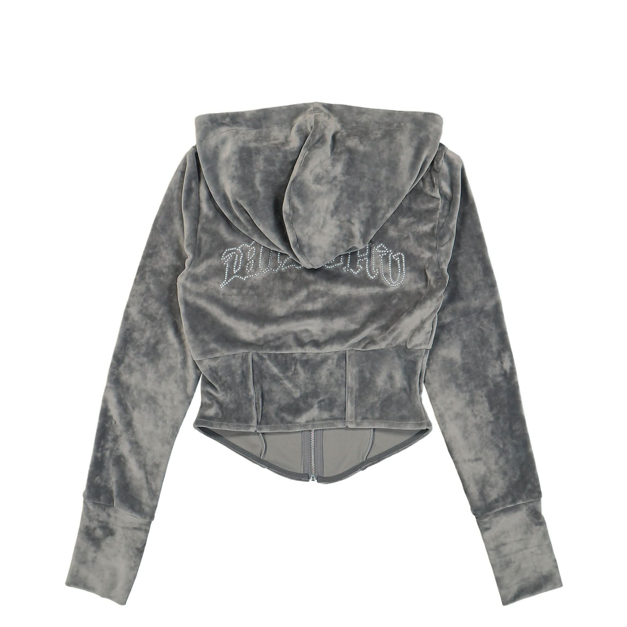 MISBHV Velour Zipped Hoodie Grey Detail view 1 | Gate