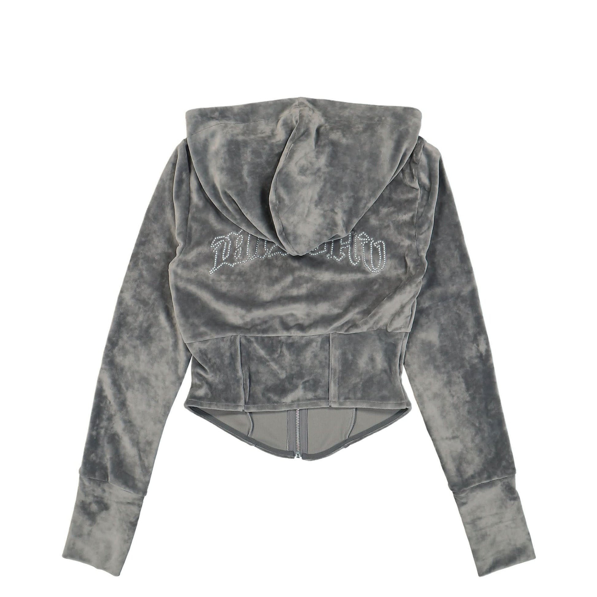 MISBHV Velour Zipped Hoodie Grey Detail view 2 | Gate