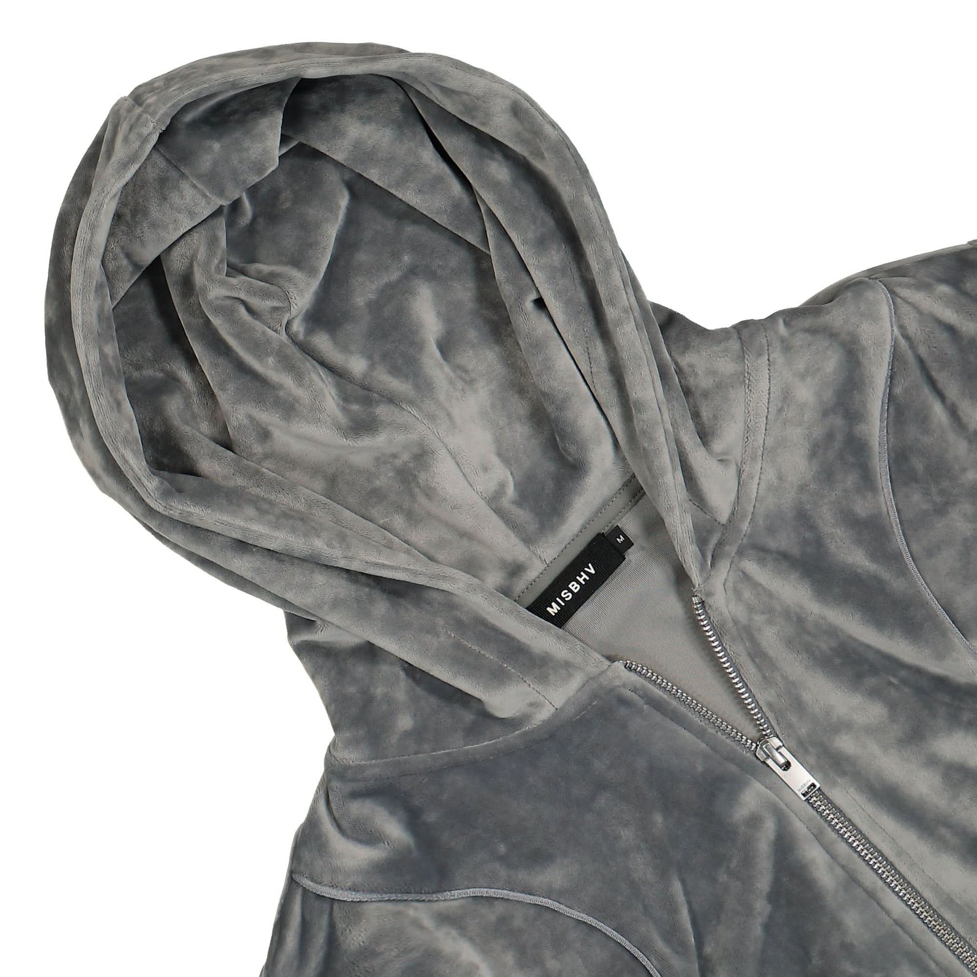 MISBHV Velour Zipped Hoodie Grey Detail view 3 | Gate