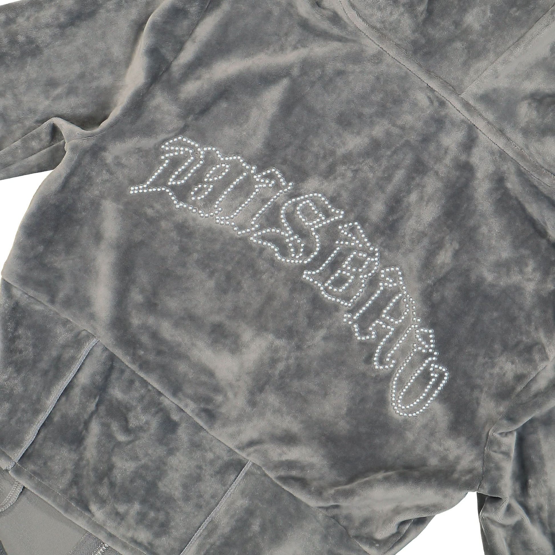 MISBHV Velour Zipped Hoodie Grey Detail view 4 | Gate