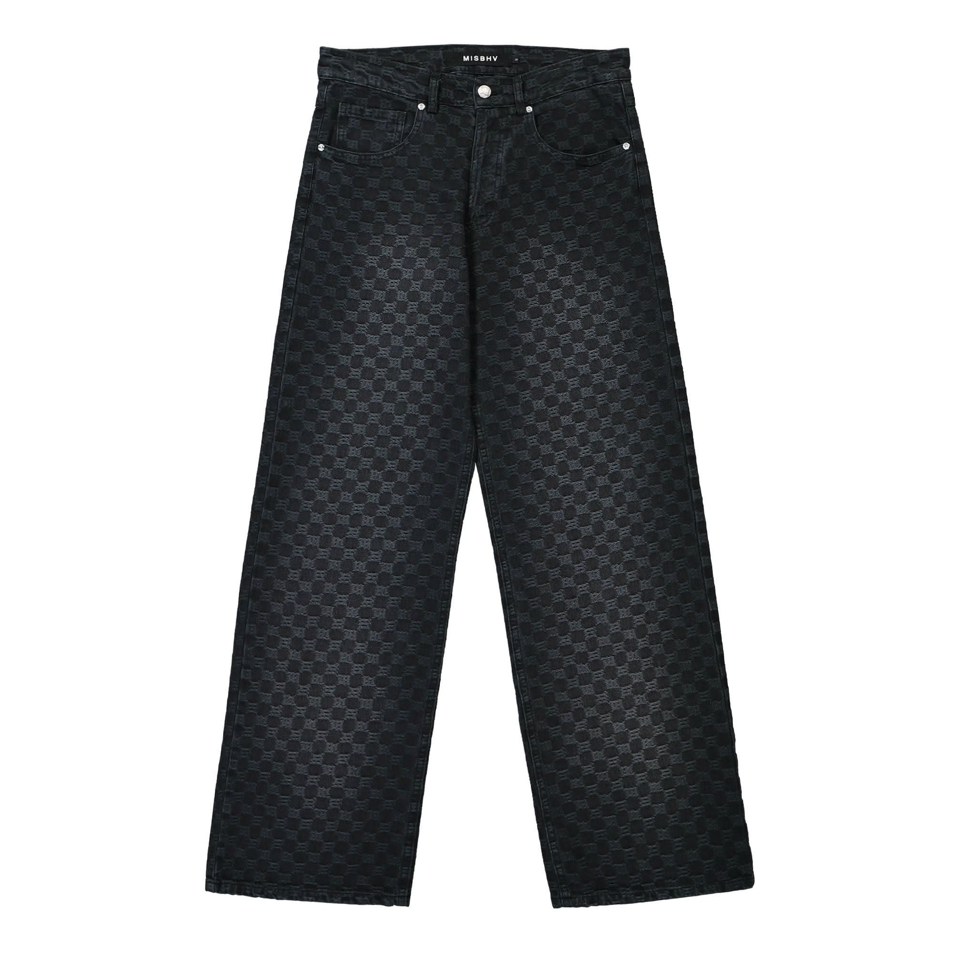 MISBHV Jacquard Denim Monogram Trousers Black Detail view 1 | Gate