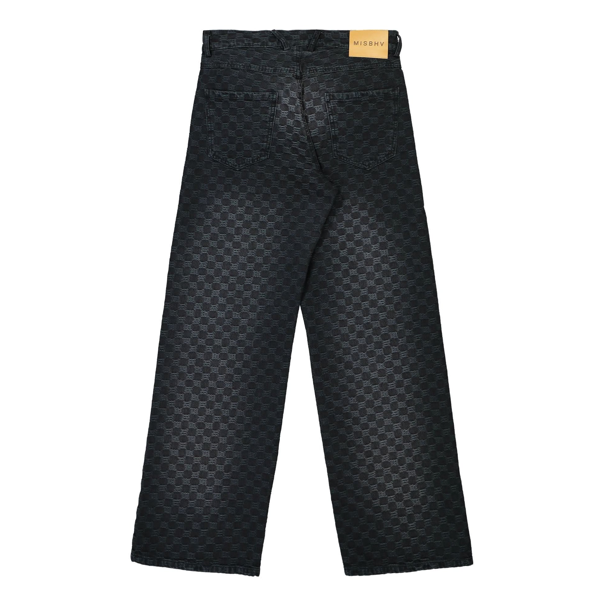MISBHV Jacquard Denim Monogram Trousers Black Detail view 2 | Gate