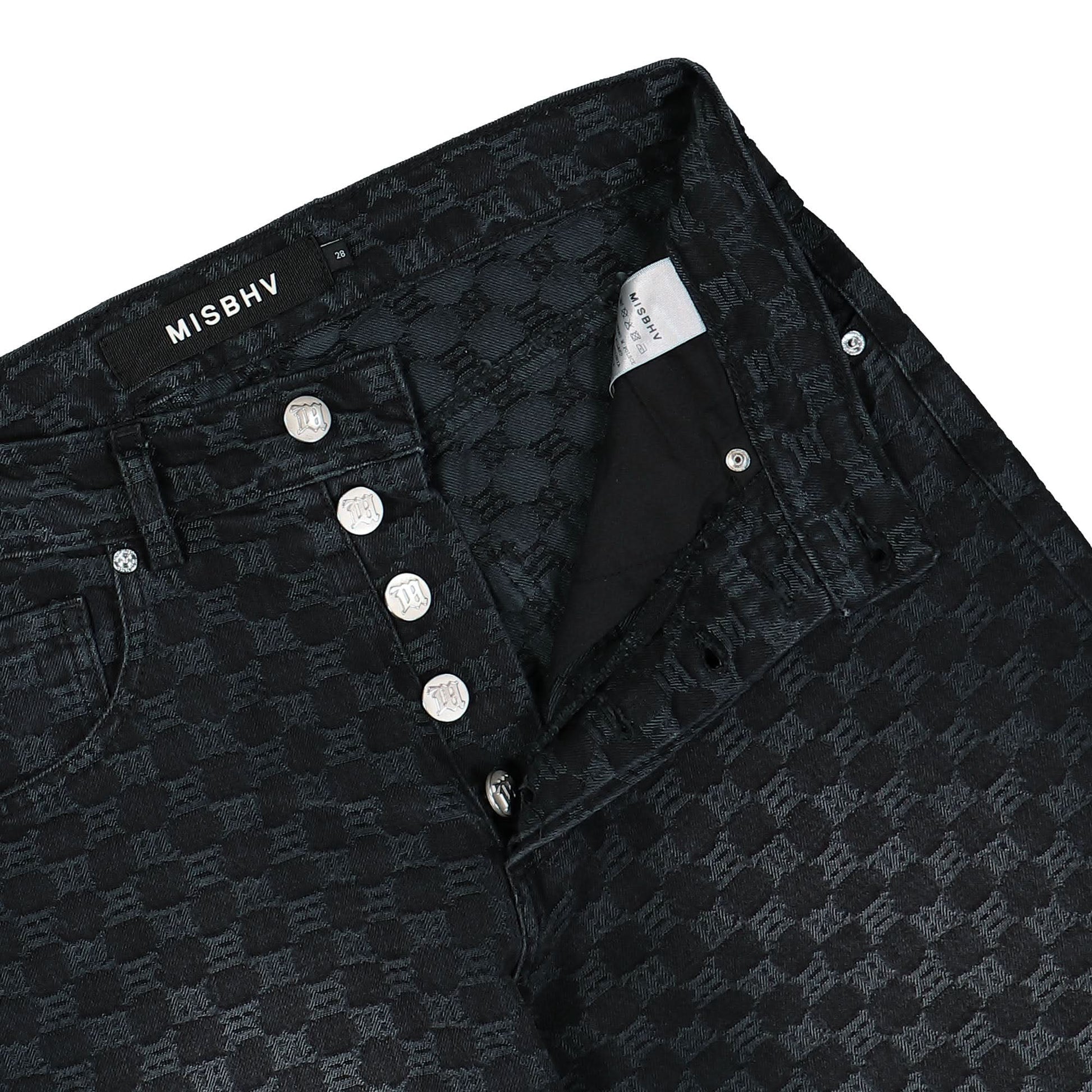 MISBHV Jacquard Denim Monogram Trousers Black Detail view 4 | Gate