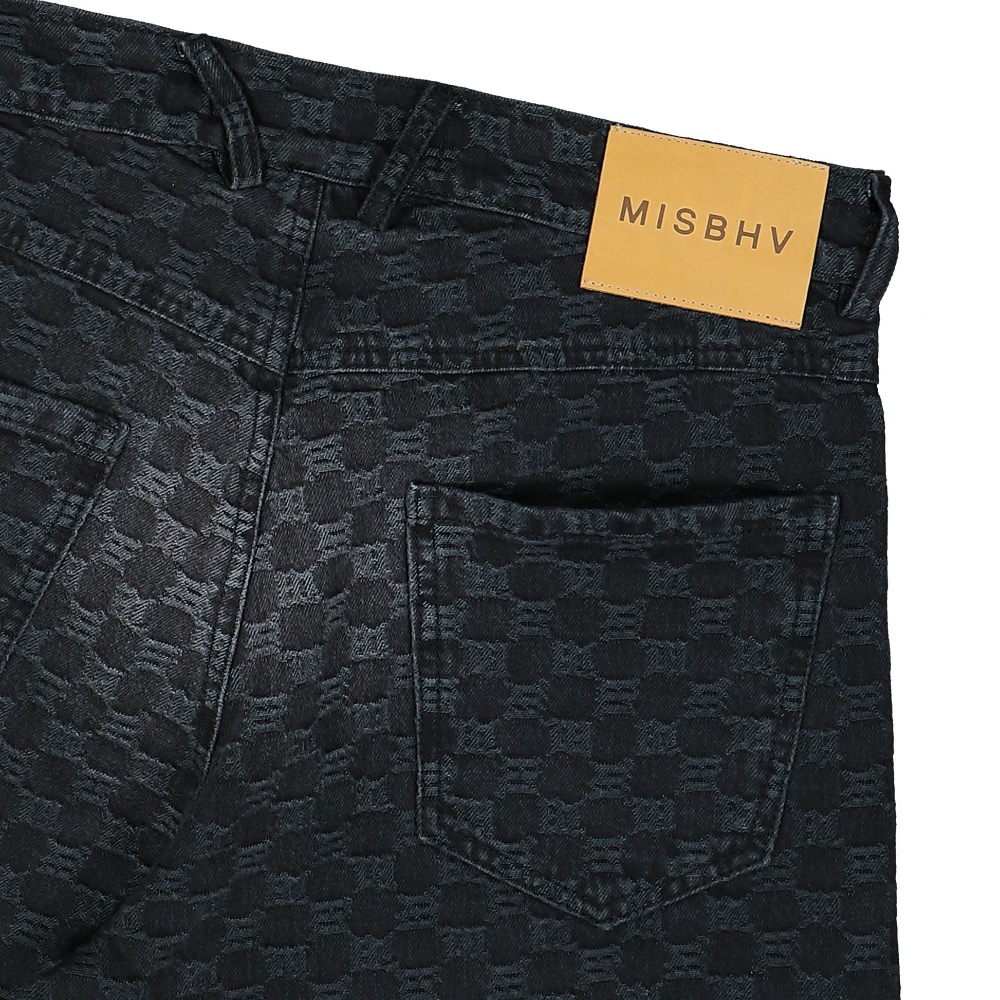 MISBHV Jacquard Denim Monogram Trousers Black Detail view 5 | Gate