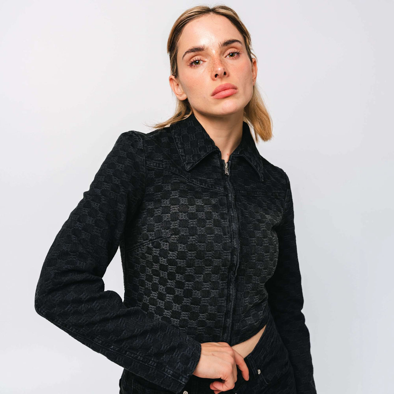 MISBHV Jacquard Denim Monogram Jacket Black Detail view 1 | Gate
