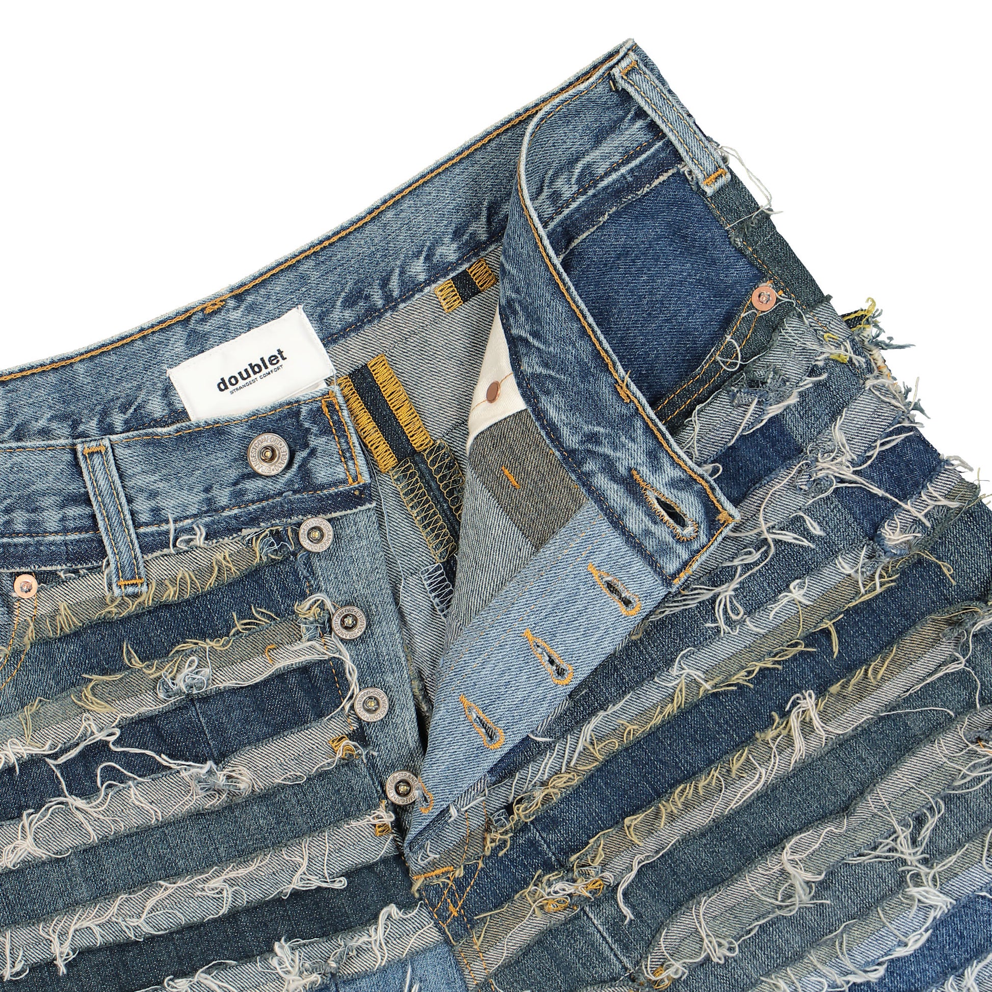 Doublet Mummy Upcycle Denim Pants Blue Detail view 4 | Gate