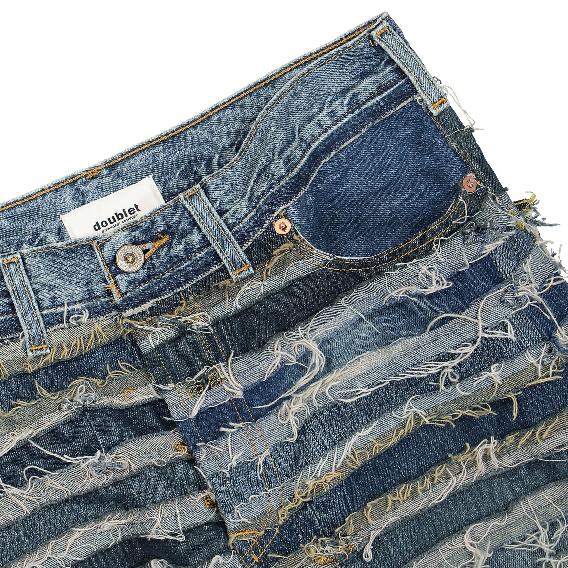 Doublet Mummy Upcycle Denim Pants Blue Detail view 5 | Gate