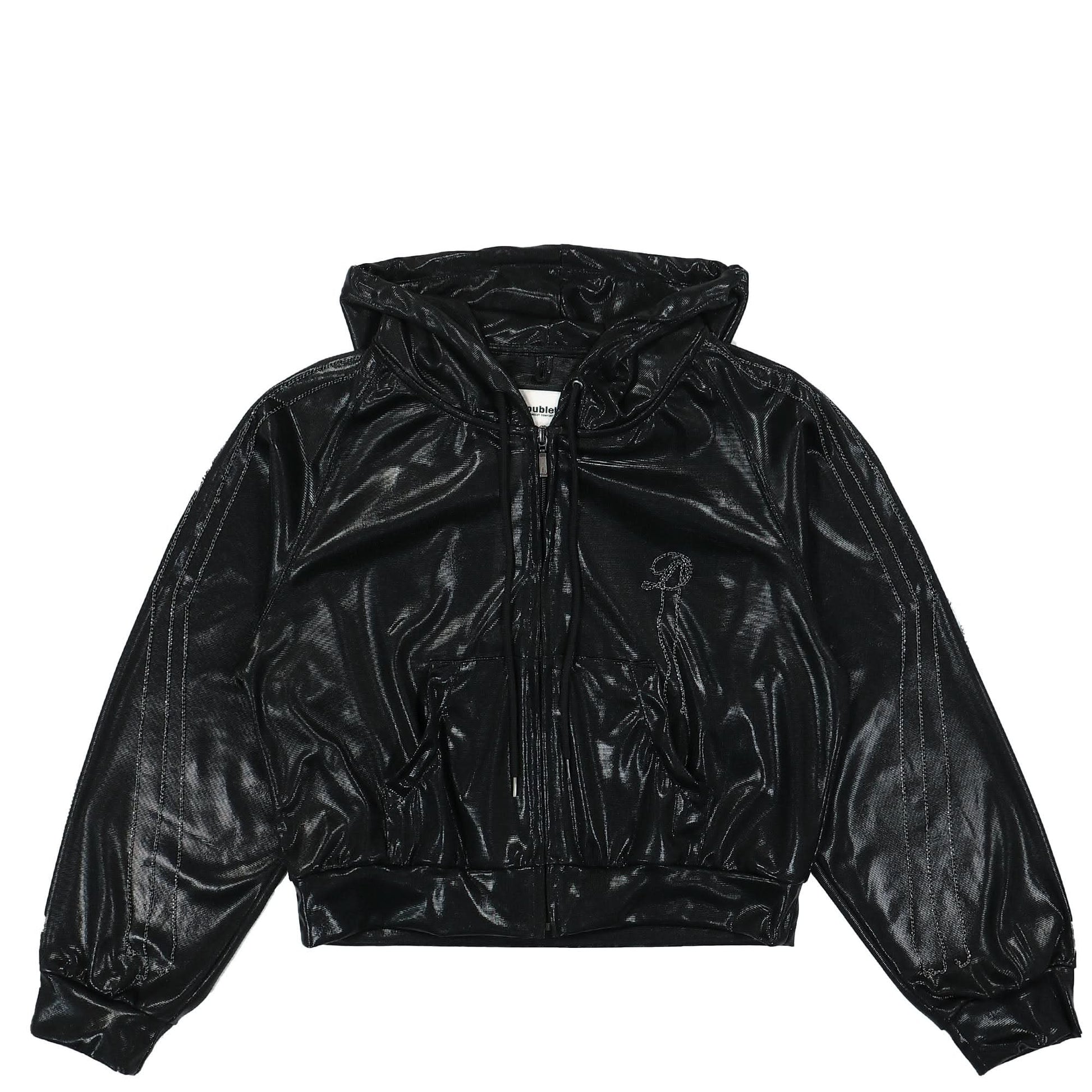 Doublet Foil Jersey Track Hoodie Black Detail view 1 | Gate