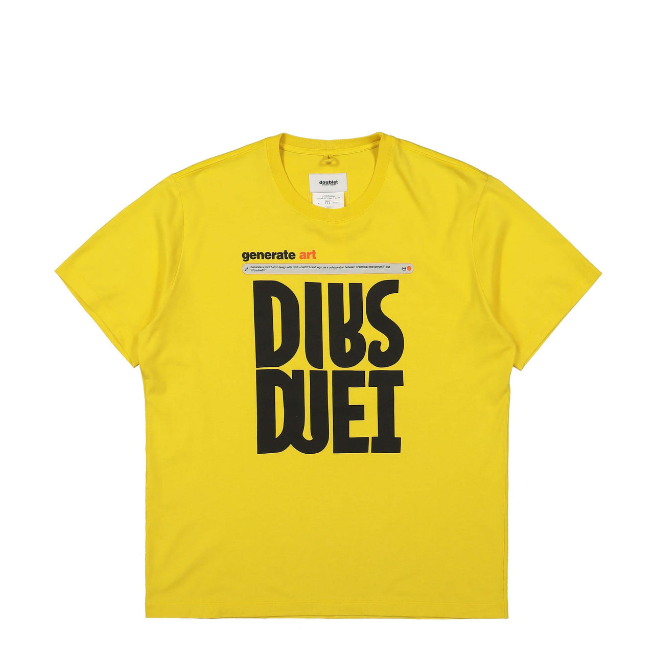 Doublet AI-Generated "Doublet" Logo T-Shirt Yellow Detail view 1 | Gate