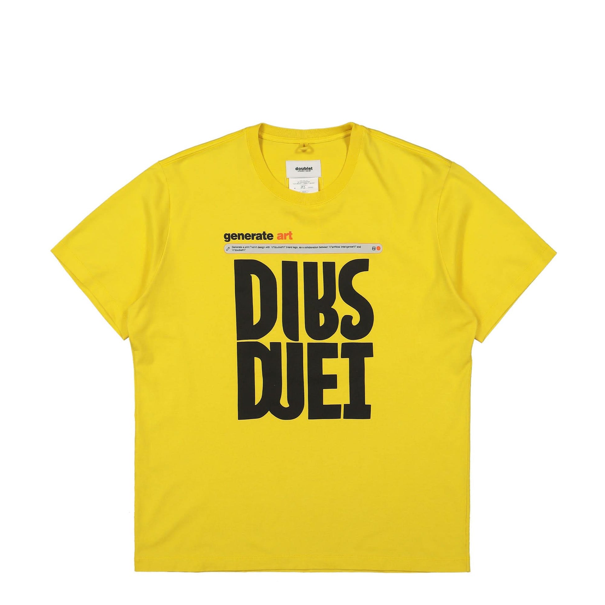 Doublet AI-Generated "Doublet" Logo T-Shirt Yellow Detail view 1 | Gate