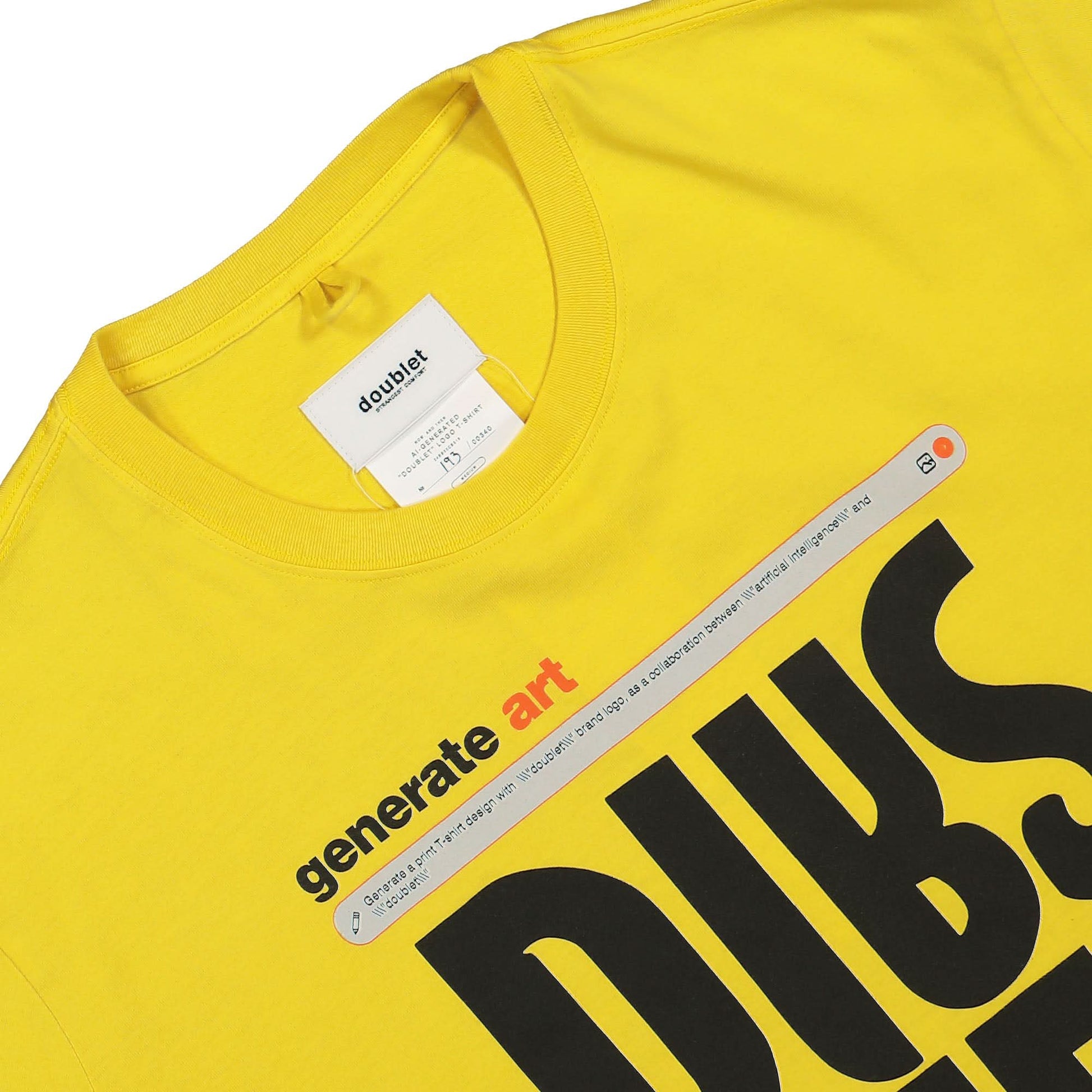 Doublet AI-Generated "Doublet" Logo T-Shirt Yellow Detail view 3 | Gate