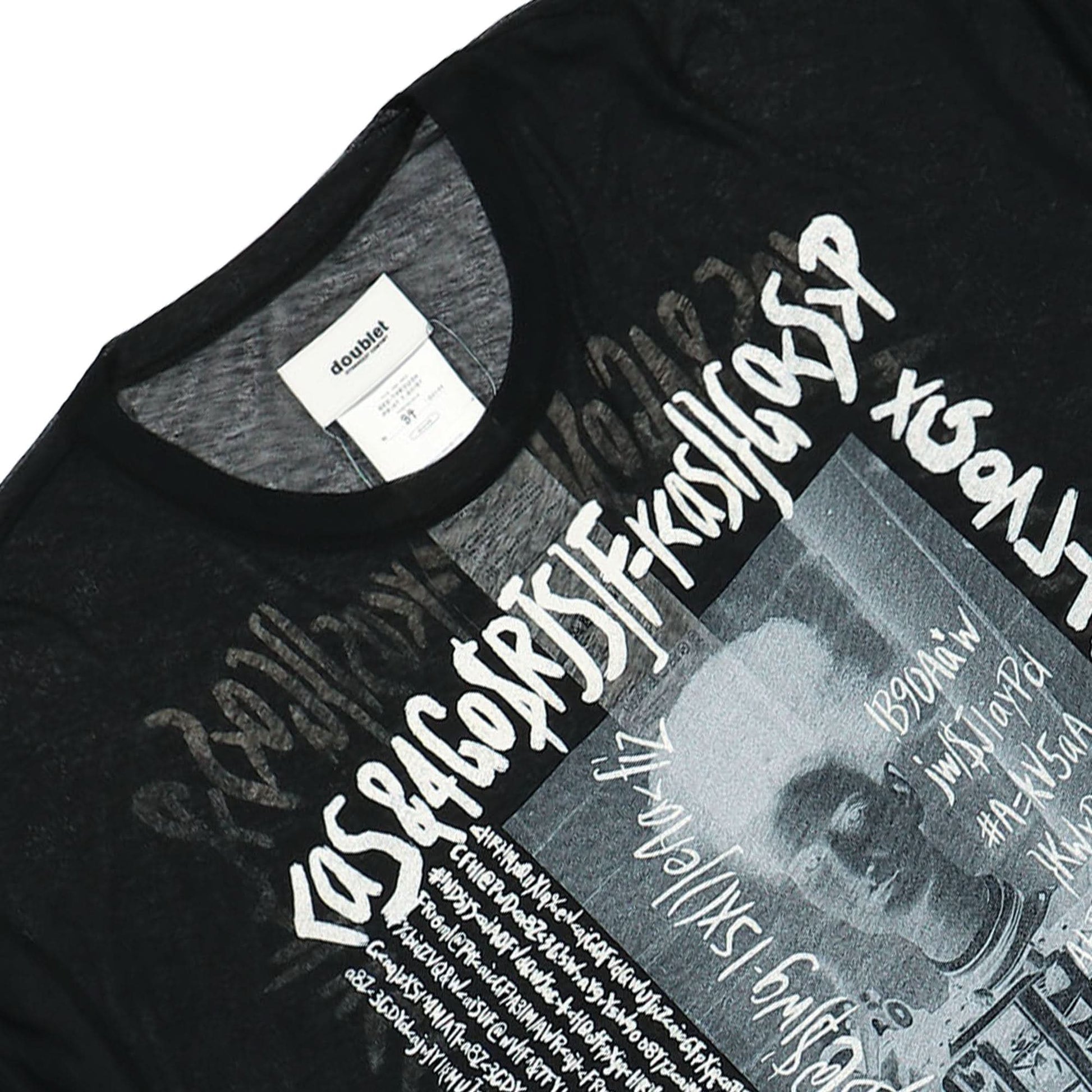 Doublet See-Through Print T-Shirt Black Detail view 3 | Gate