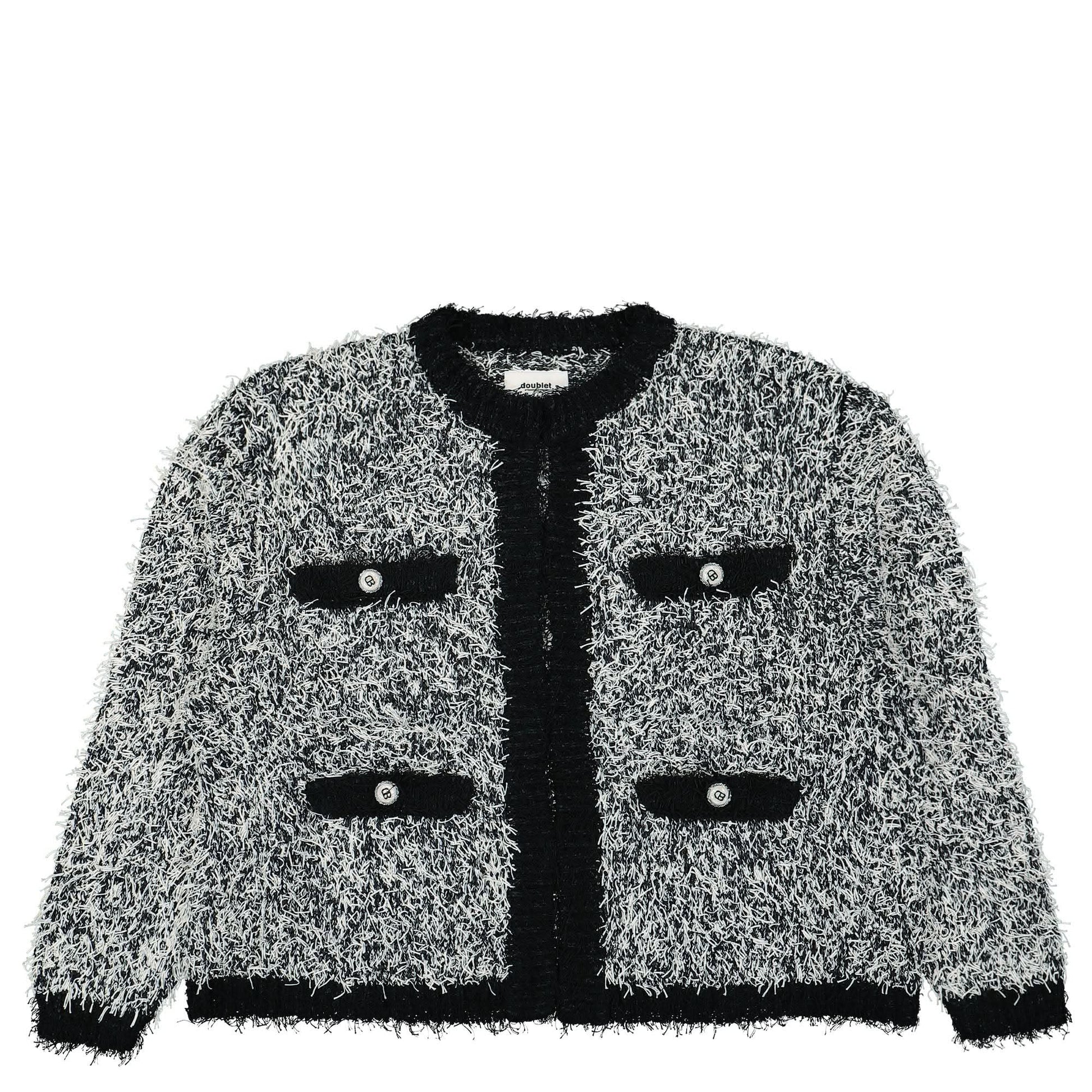 Doublet Tweed Knit Cardigan Black Detail view 1 | Gate